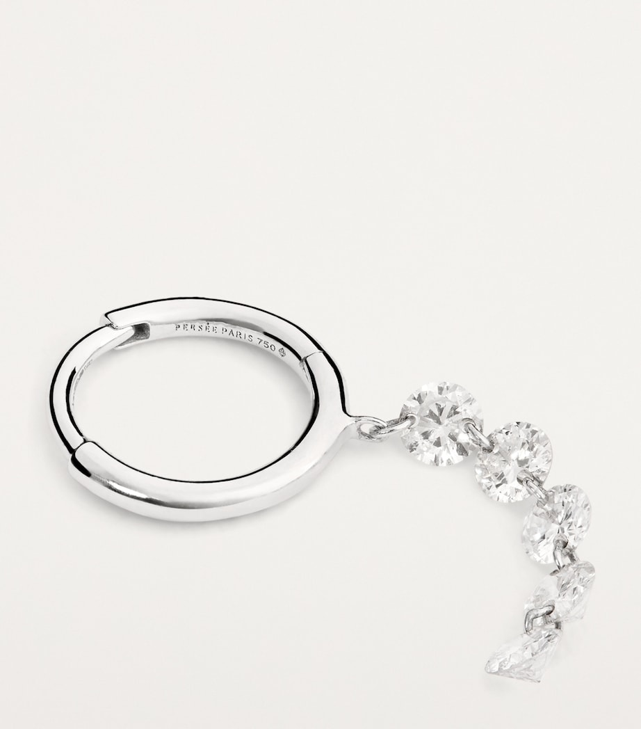White Gold and Diamond Danaé Single Hoop Earring WHITE GOLD Image 6