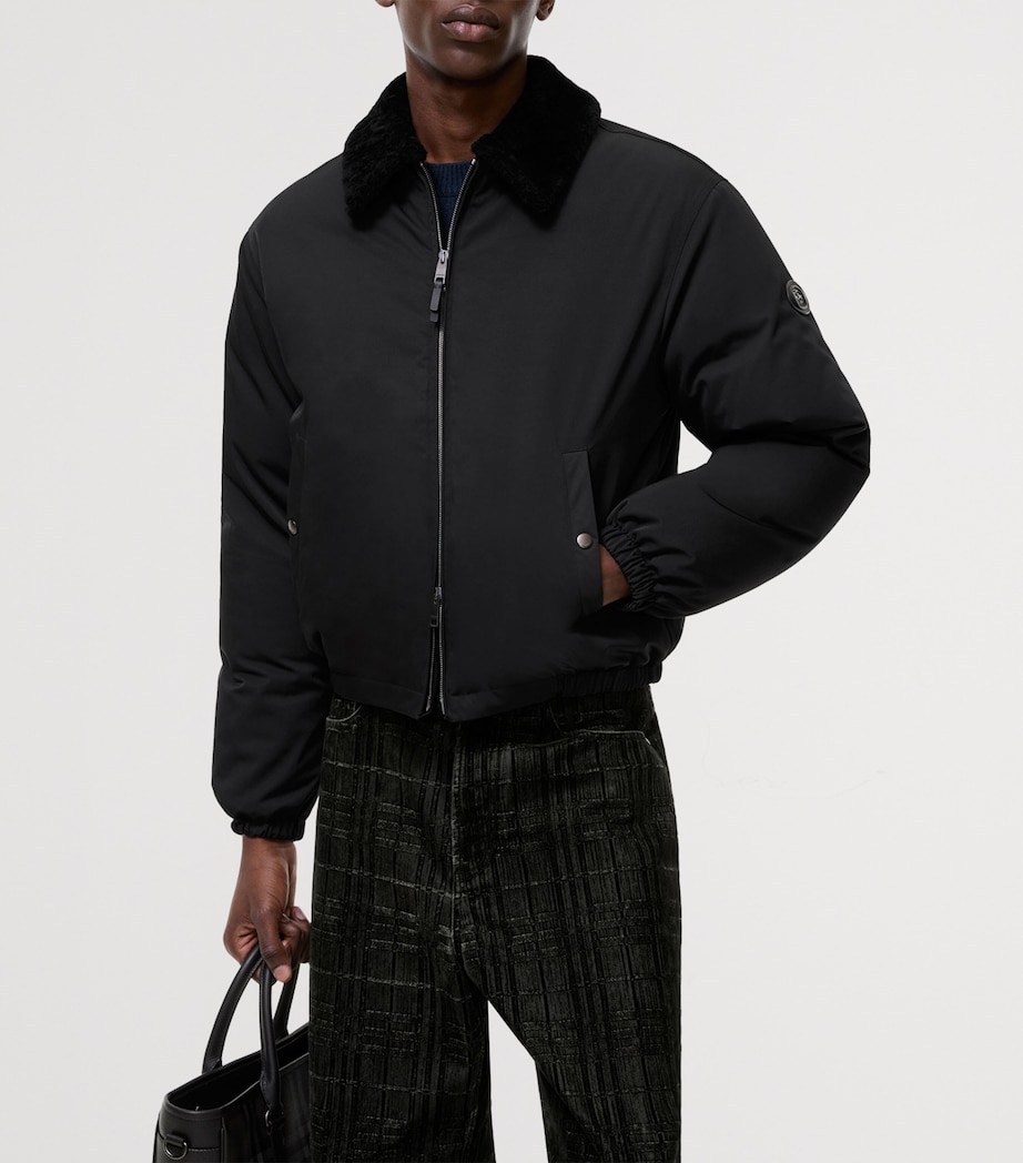 Burberry Mens Aviator Bomber Jacket Black Image 2