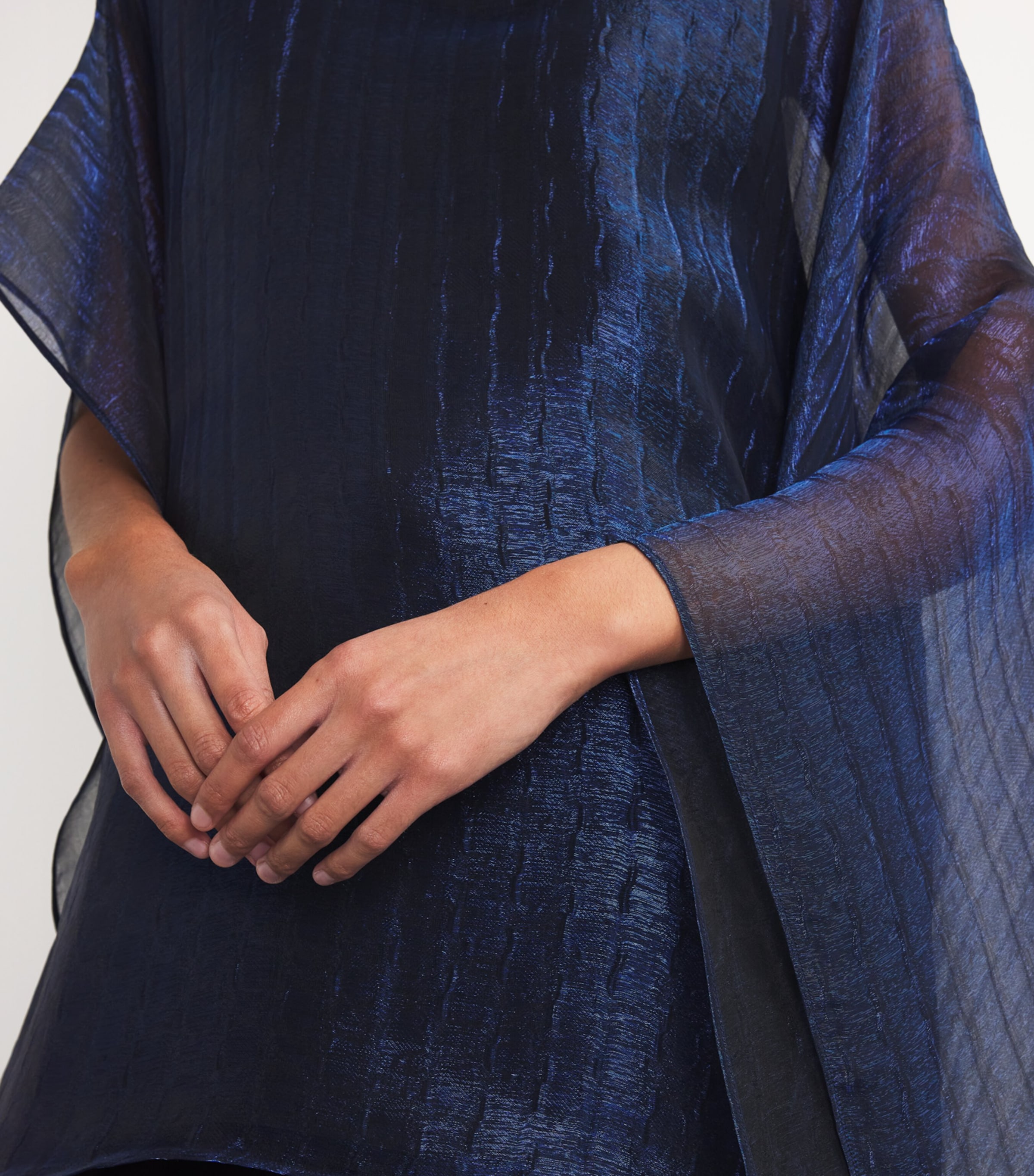 Taller Marmo Womens Organza Asymmetric Dallas Kaftan Mini Dress Blue Navy Image 6