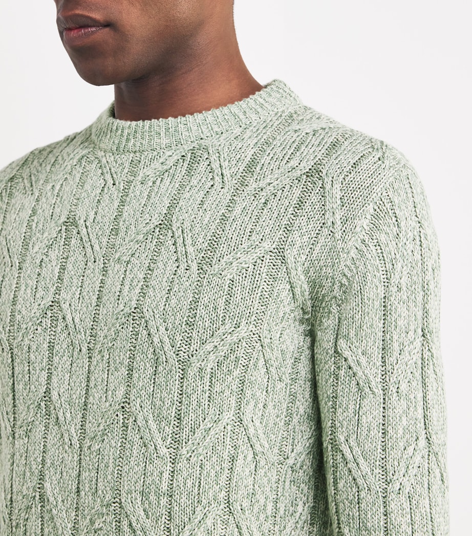 Cashmere-Silk-Blend Cable-Knit Sweater E37 SAGE Image 6