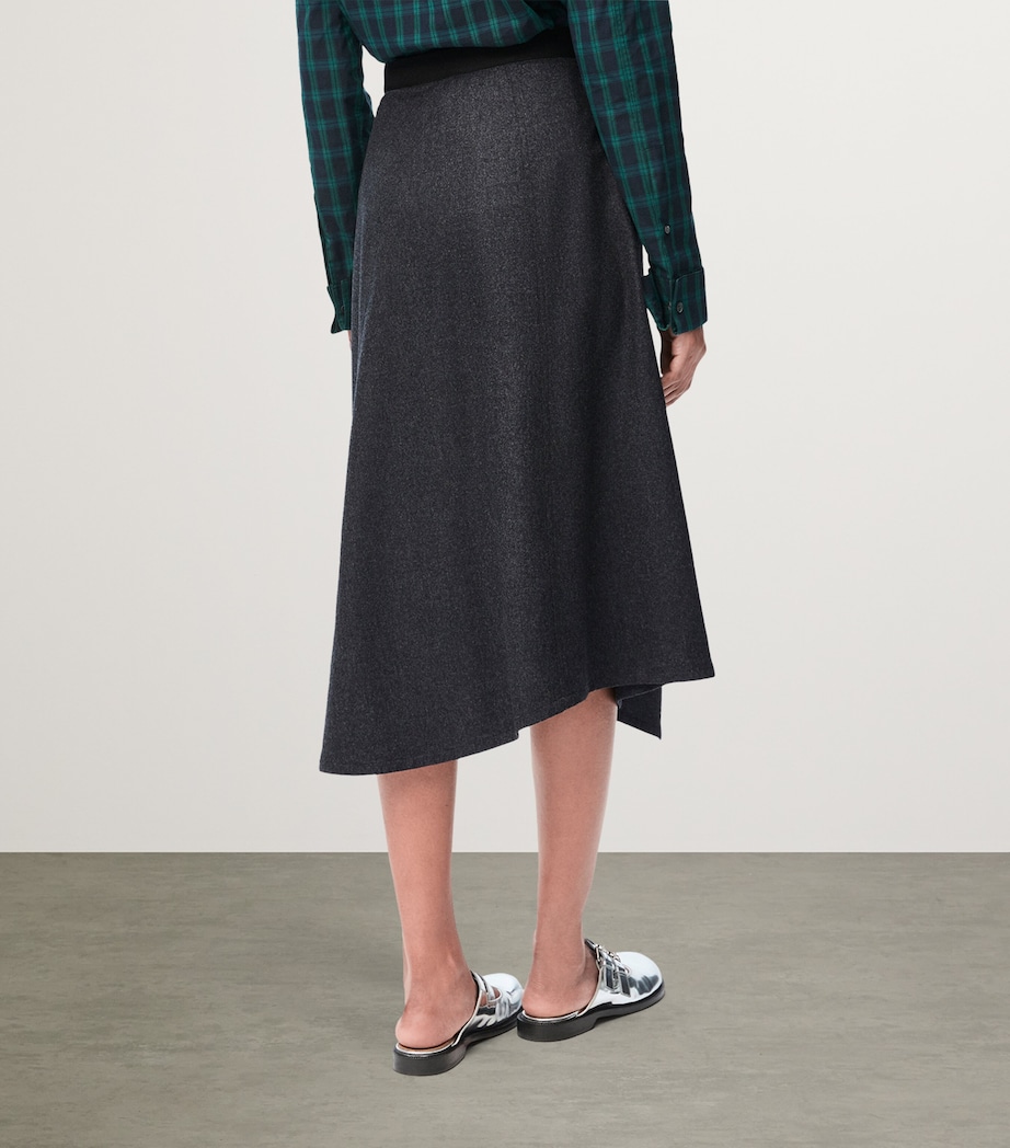 Wool-Blend Asymmetric Midi Skirt CHARCOAL MELANGE Image 4