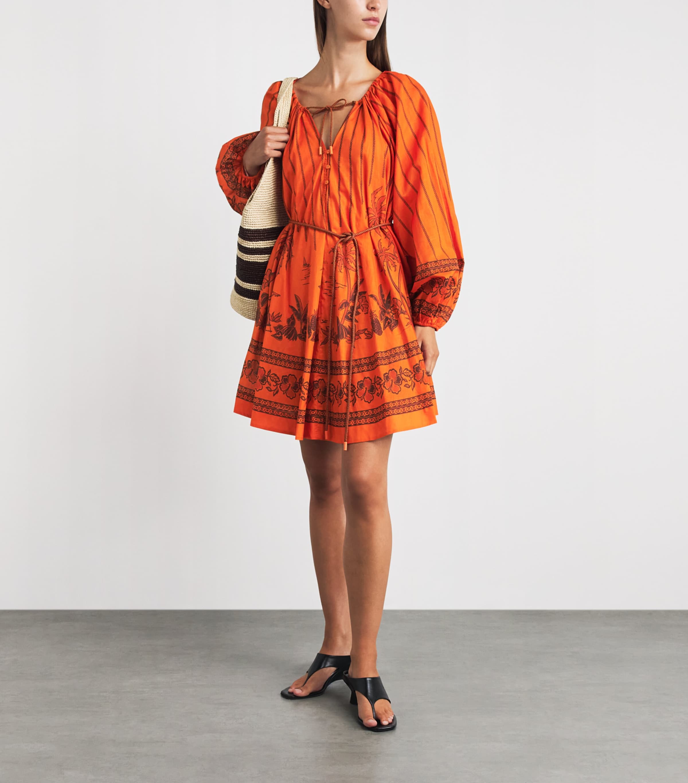 ALEMAIS Womens Cotton Boathouse Shift Dress Orange Image 2