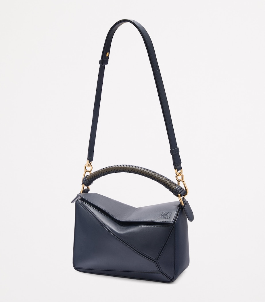 Small Leather Puzzle Top-Handle Bag DARK INK/DARK KHAKI Image 5