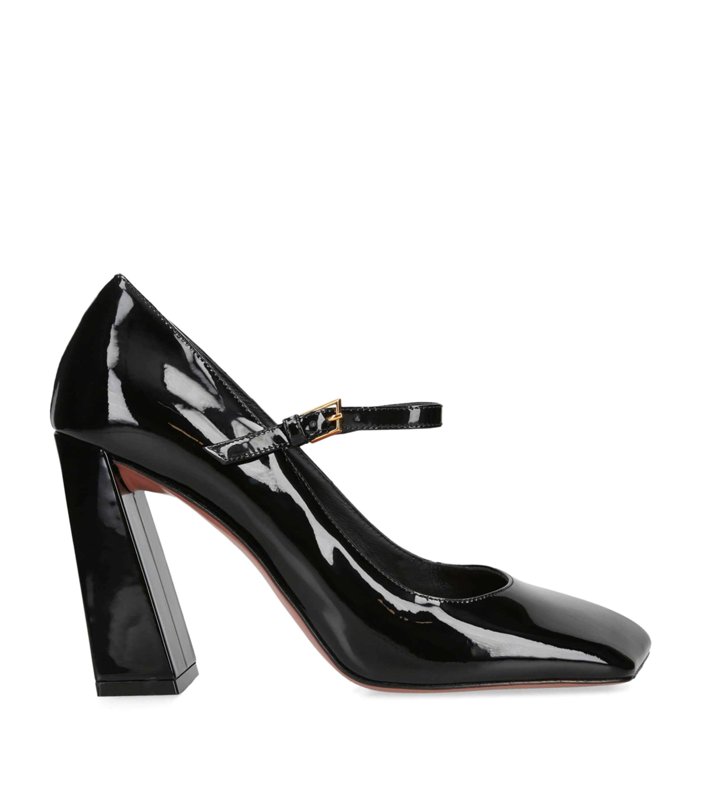 Shop Amina Muaddi Patent Leather Charlotte Mary Janes 95 In Black