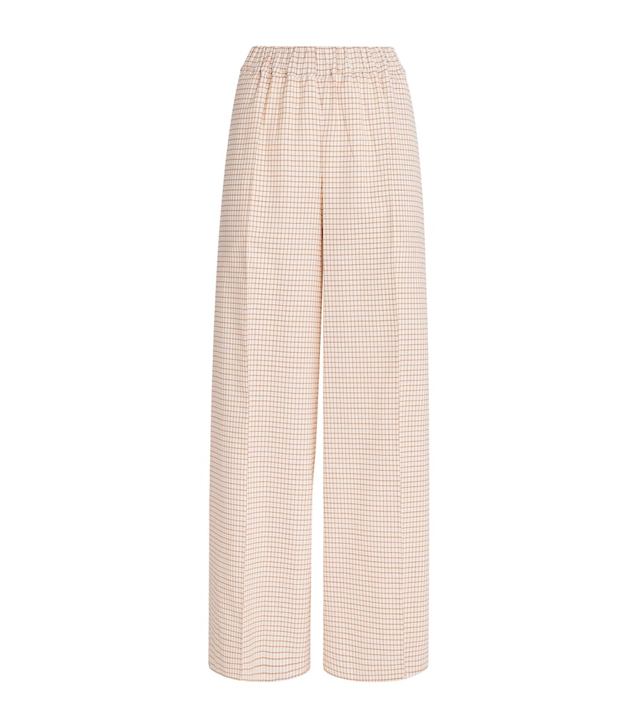 Liberowe Womens Wool-Cotton Poloma Check Trousers Cream Orange Image 1