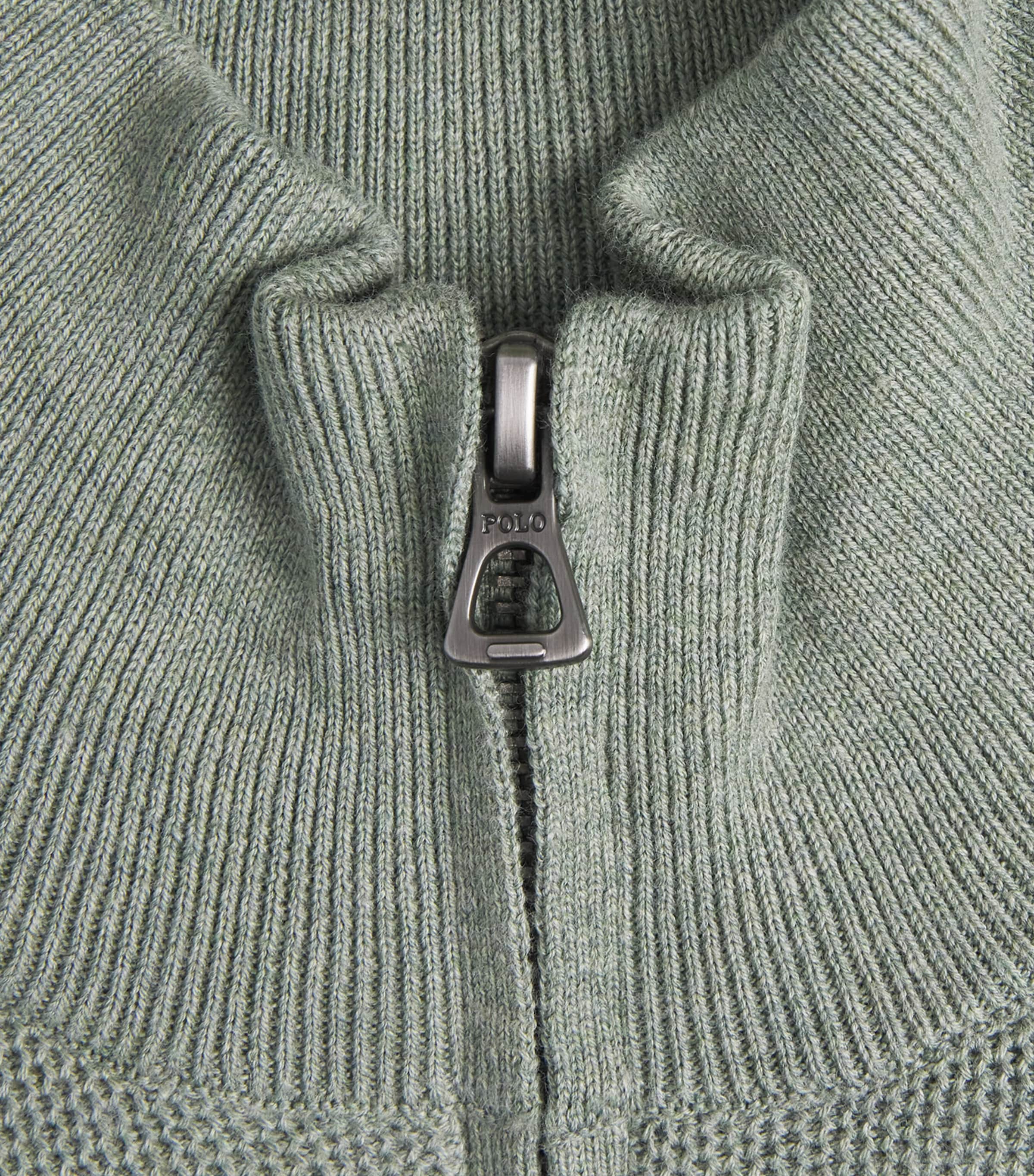 Polo Ralph Lauren Mens Cotton Half-Zip Sweater Fern Green Heather Image 6