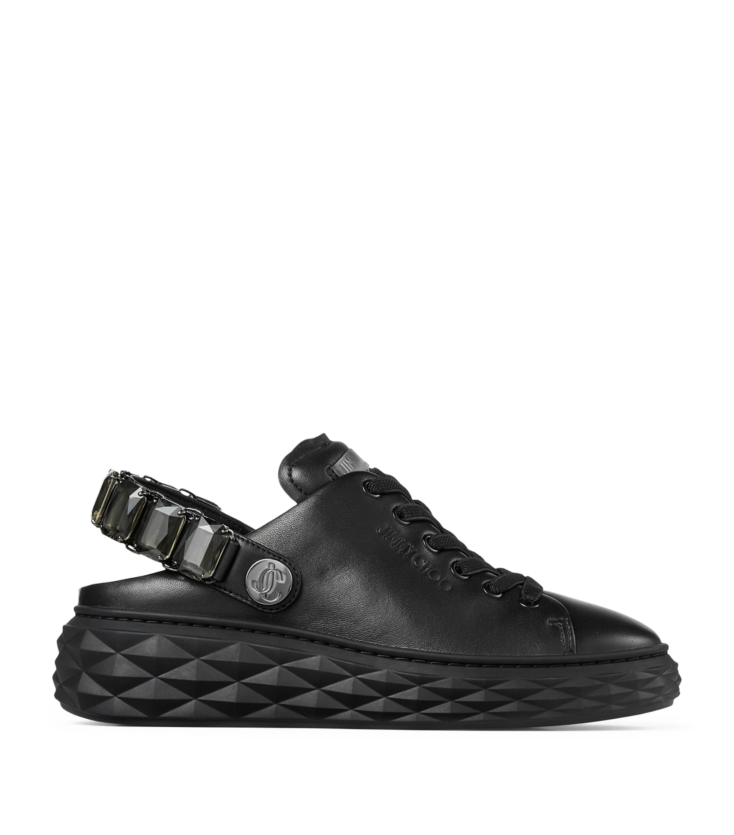 Shop Jimmy Choo Leather Diamond Sling Sneakers In Black
