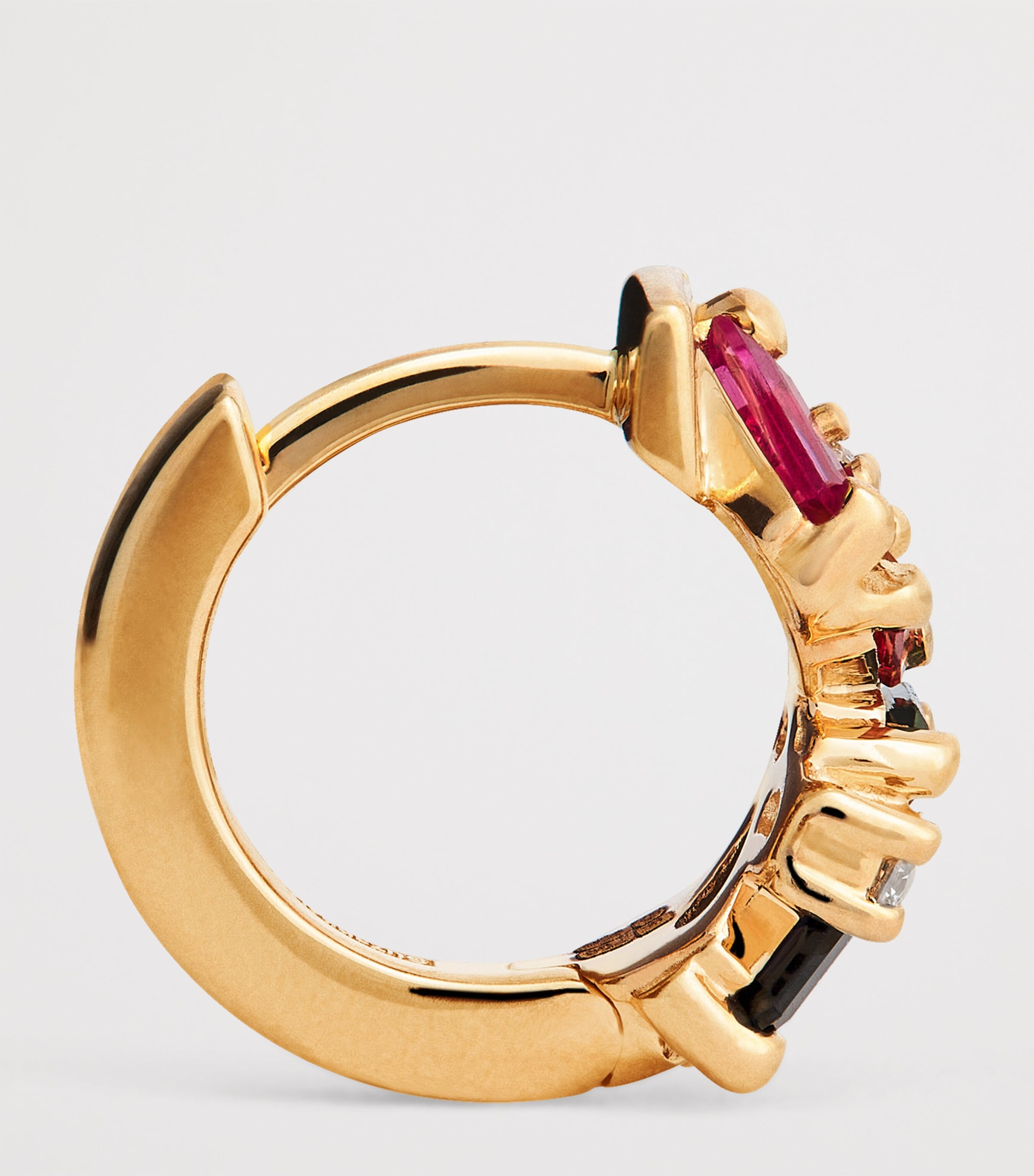 Suzanne Kalan Yellow Gold, Diamond and Rainbow Sapphire Frenzy Huggie Earrings Yg/rs Image 4