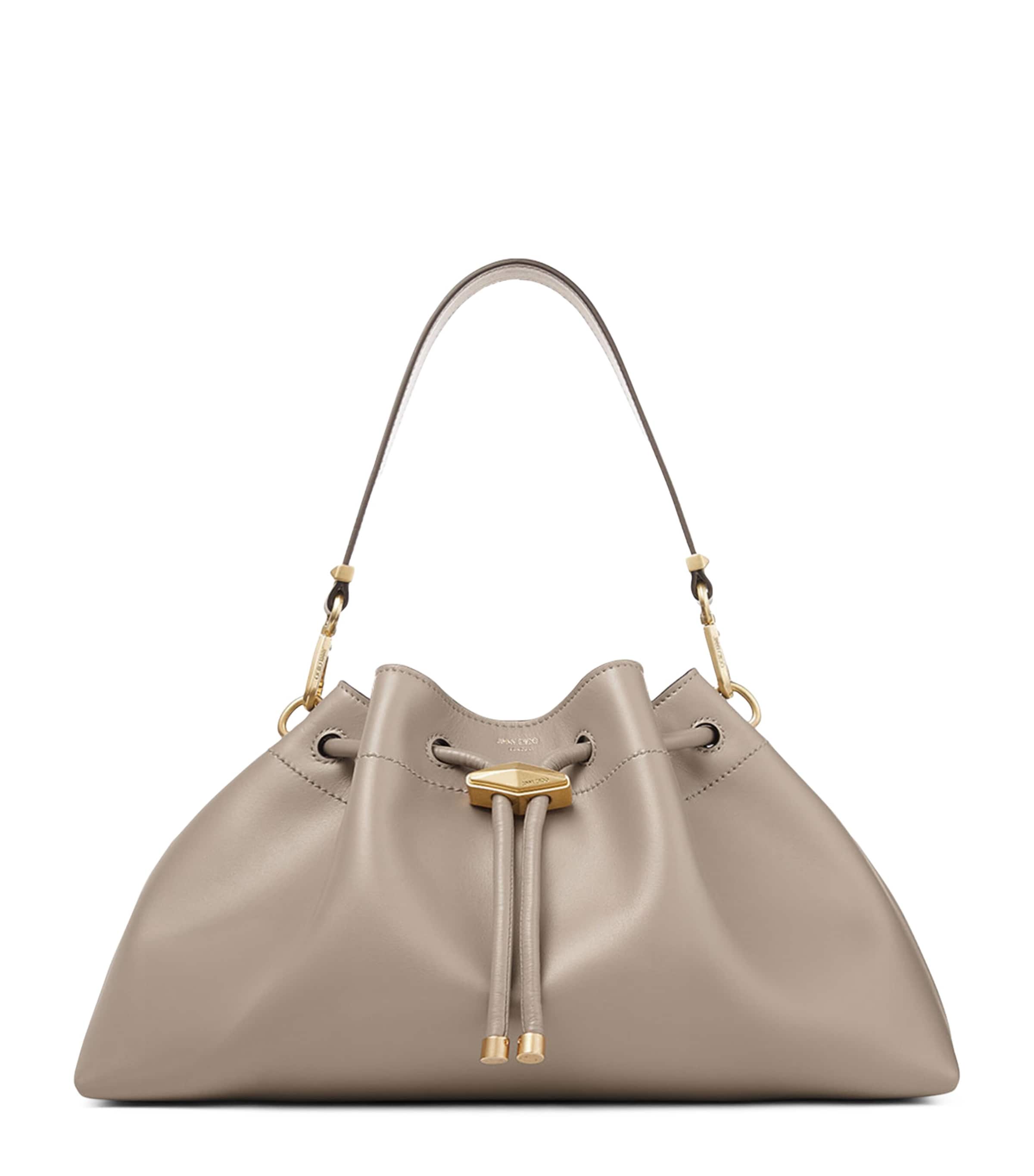 Jimmy Choo Medium Leather Cinch Shoulder Bag In Brown