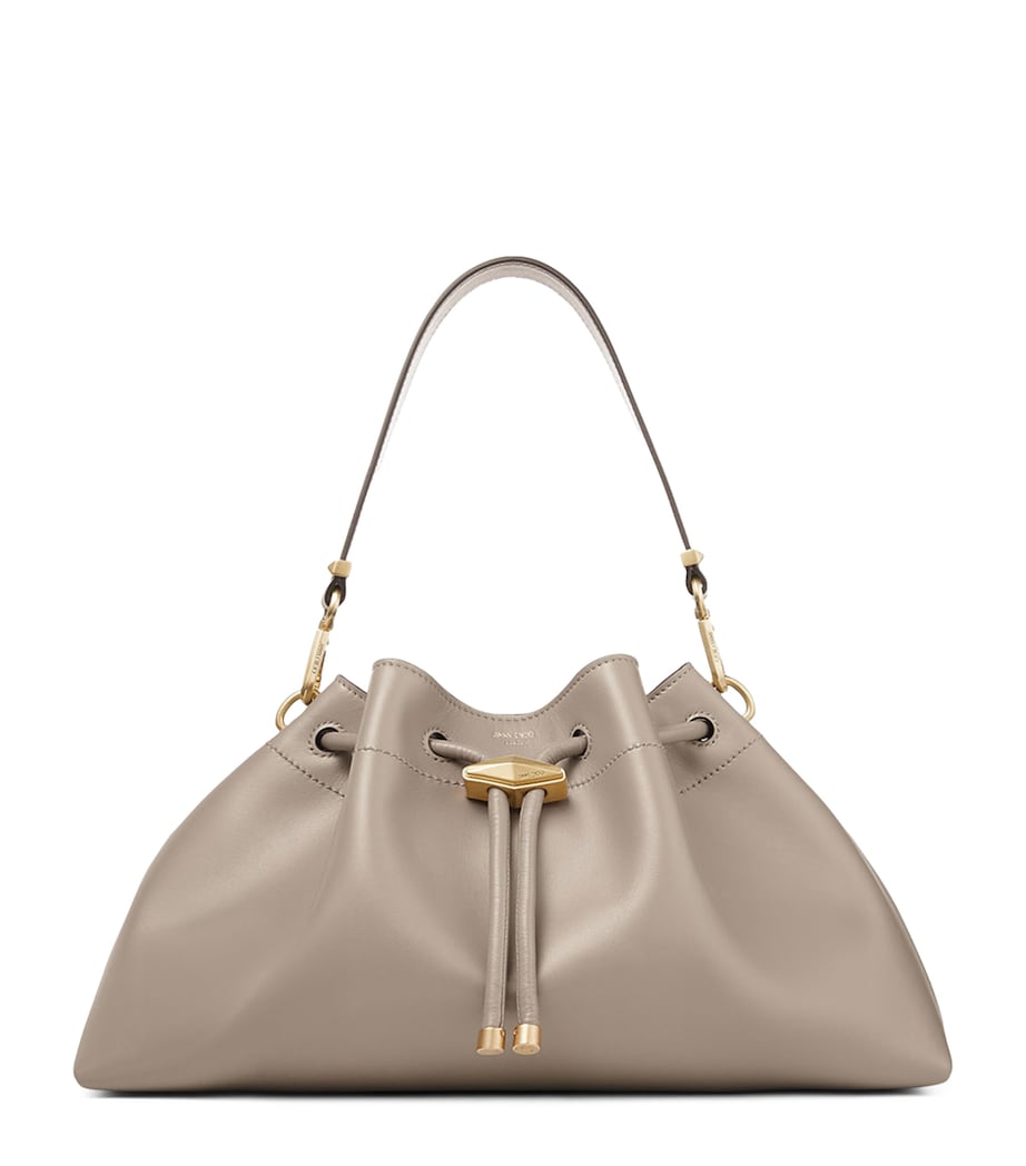 Medium Leather Cinch Shoulder Bag TAUPE/GOLD Image 1
