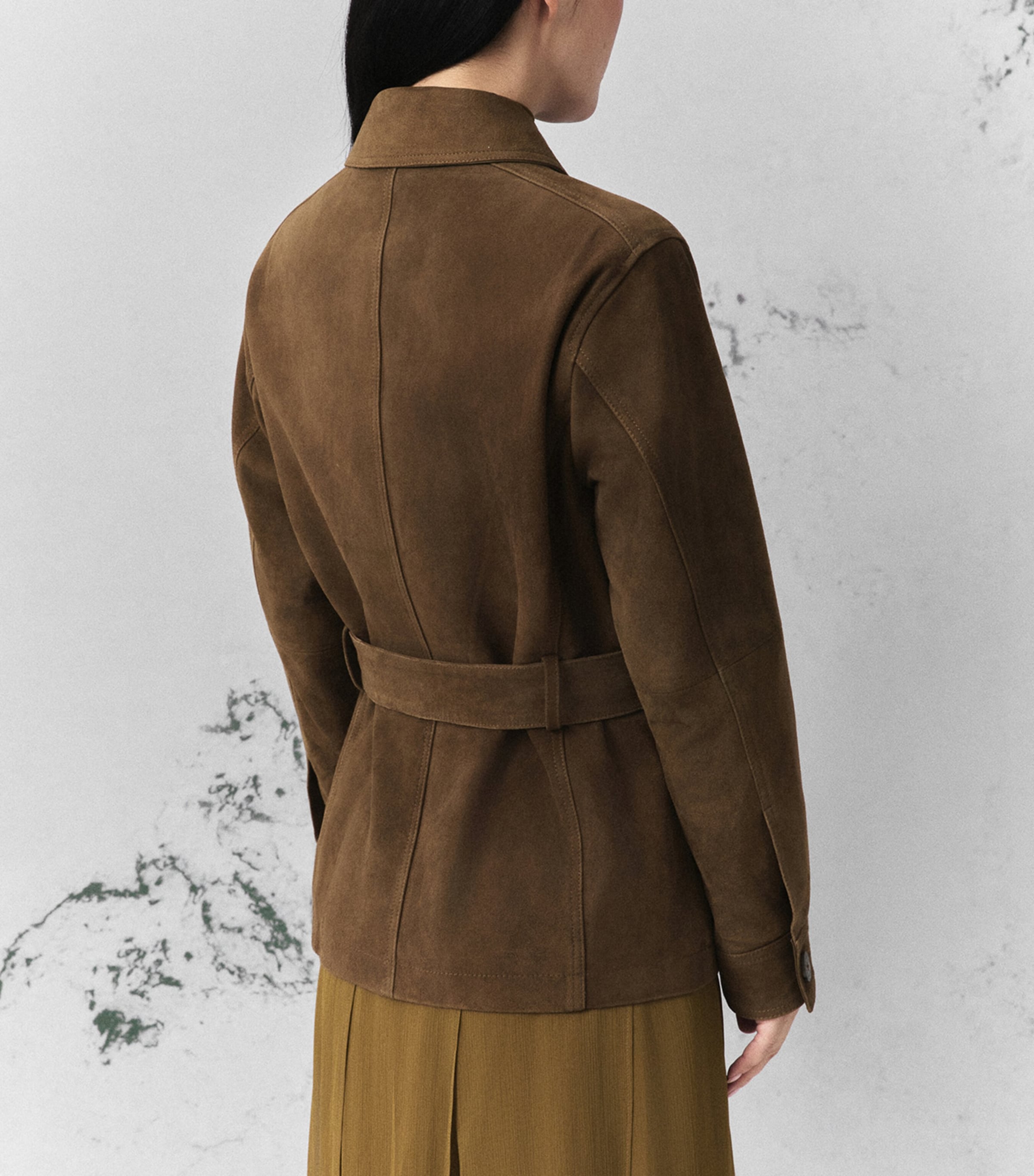 Marella Womens Suede Jacket Oil Green Image 3