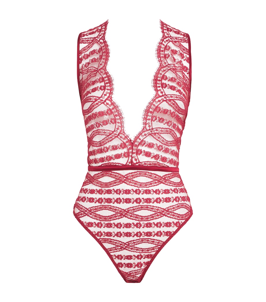 Coco De Mer Womens Lace Renata Bodysuit Ruby Image 1