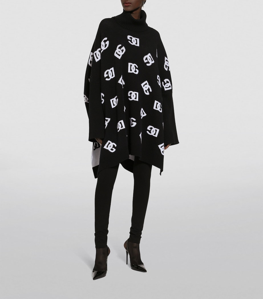 Wool Logo Poncho N0004-BLACK/WHITE Image 2