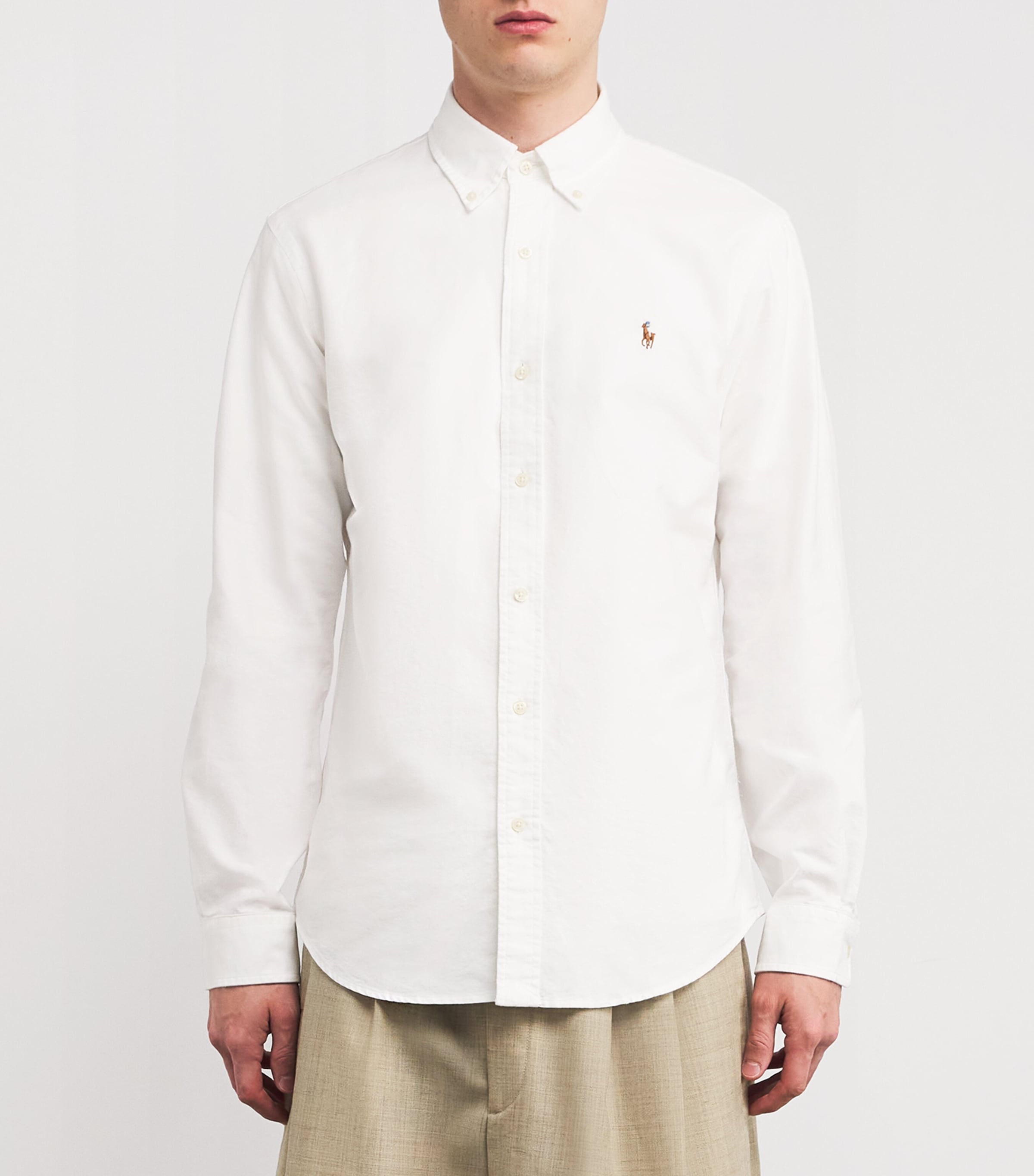 Custom Fit Polo Pony Oxford Shirt WHITE Image 3