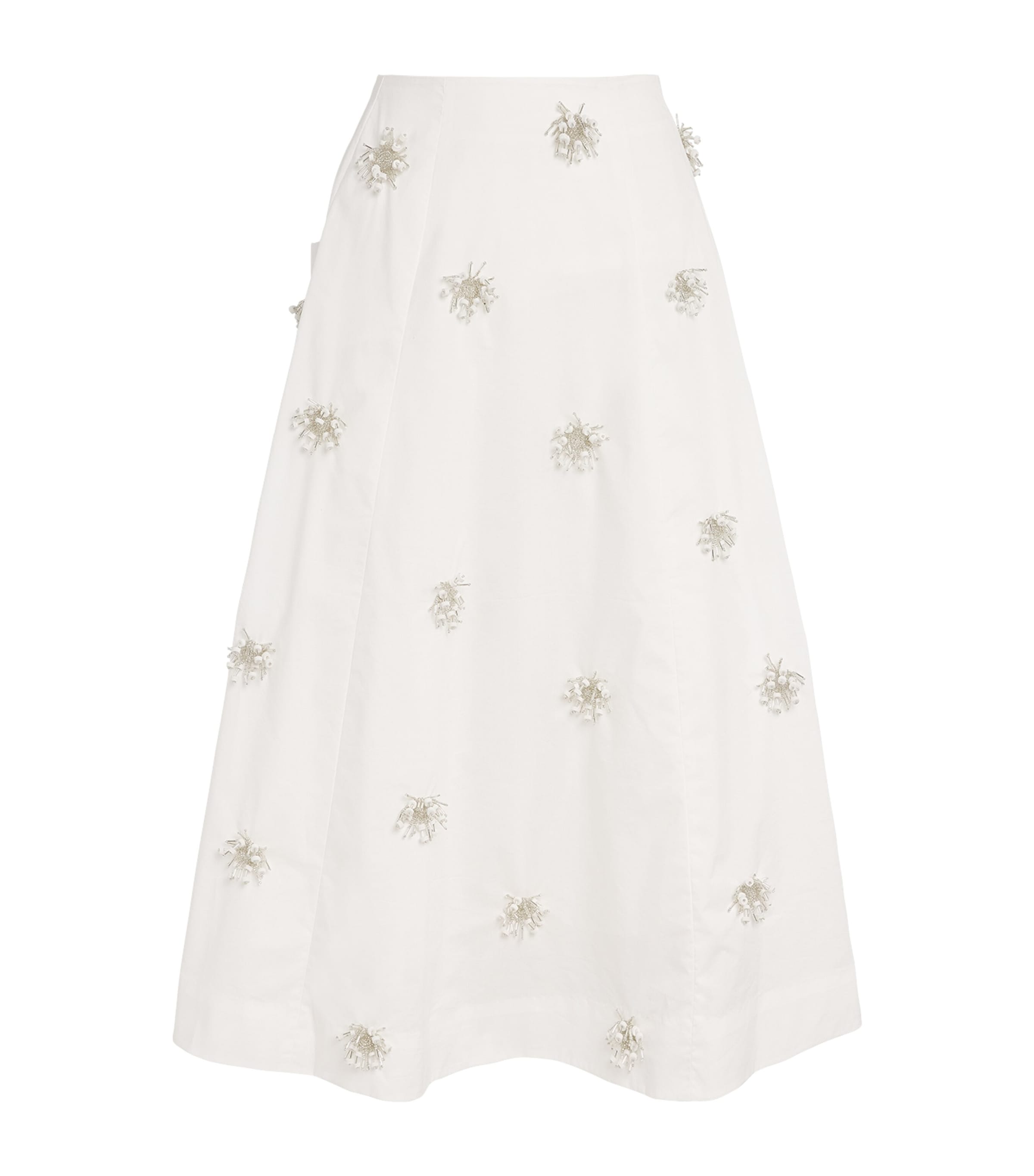 Simkhai Womens Cotton Embellished Novanna Midi Skirt White Image 1