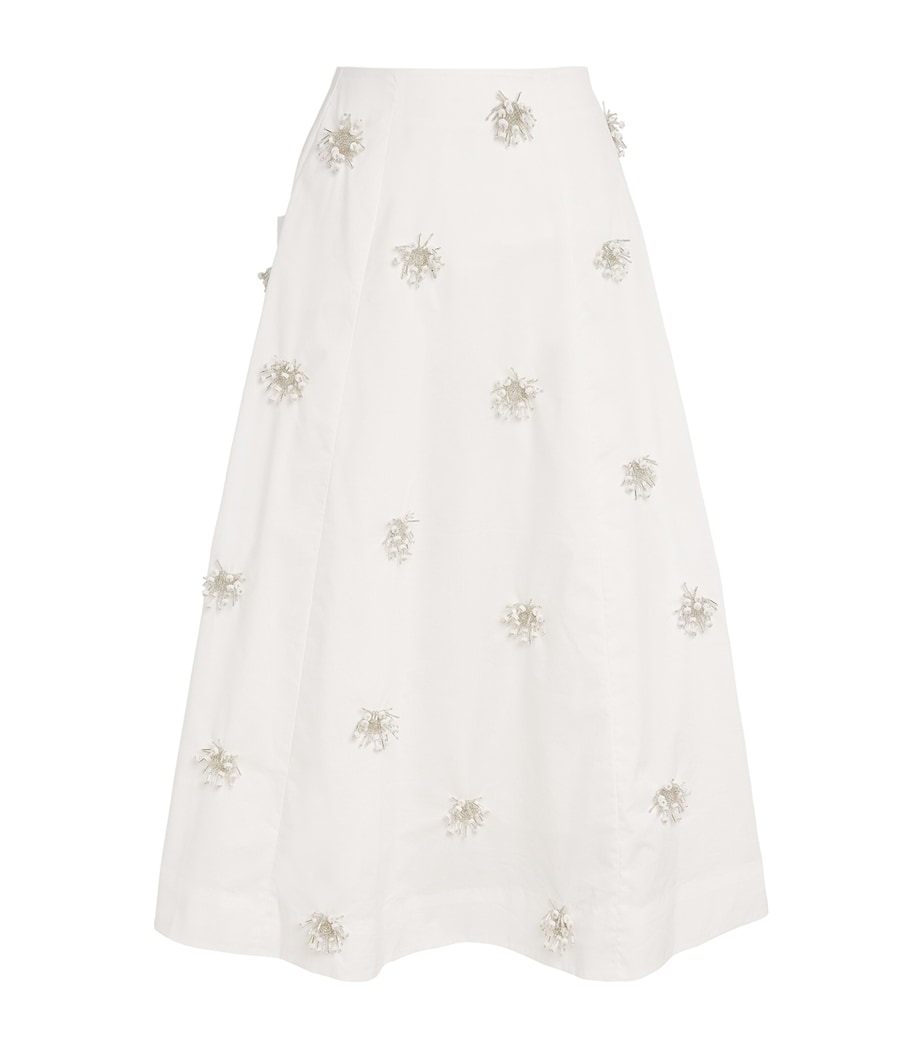 Cotton Embellished Novanna Midi Skirt WHITE Image 1