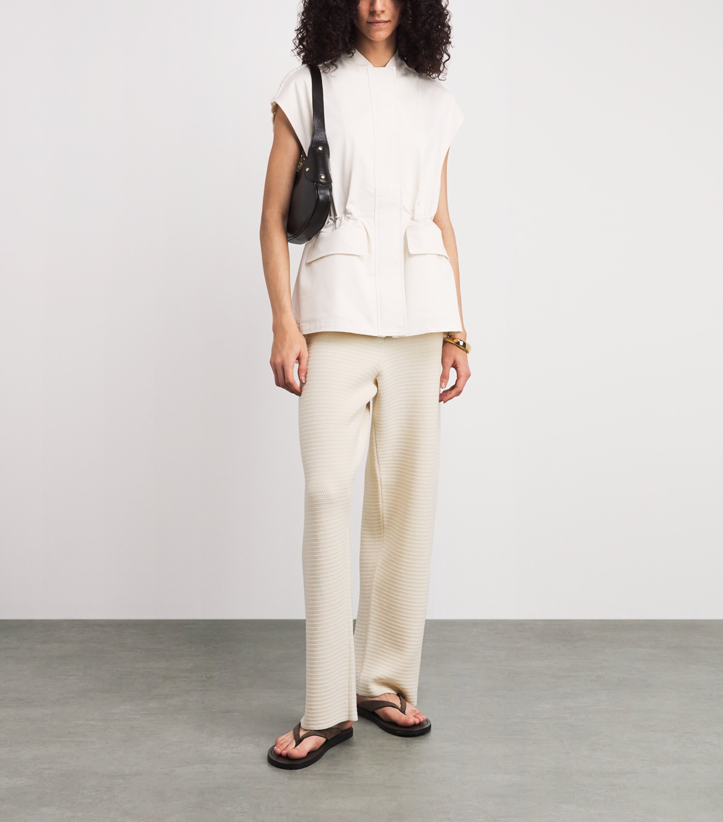 Fabiana Filippi Womens Wool-Cotton Wide-Leg Trousers Burro Image 2