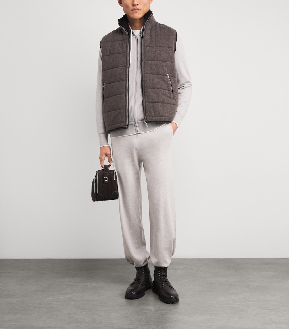 Cotton-Silk-Cashmere Wide-Leg Sweatpants FUMO GREY NEW IVORY Image 2