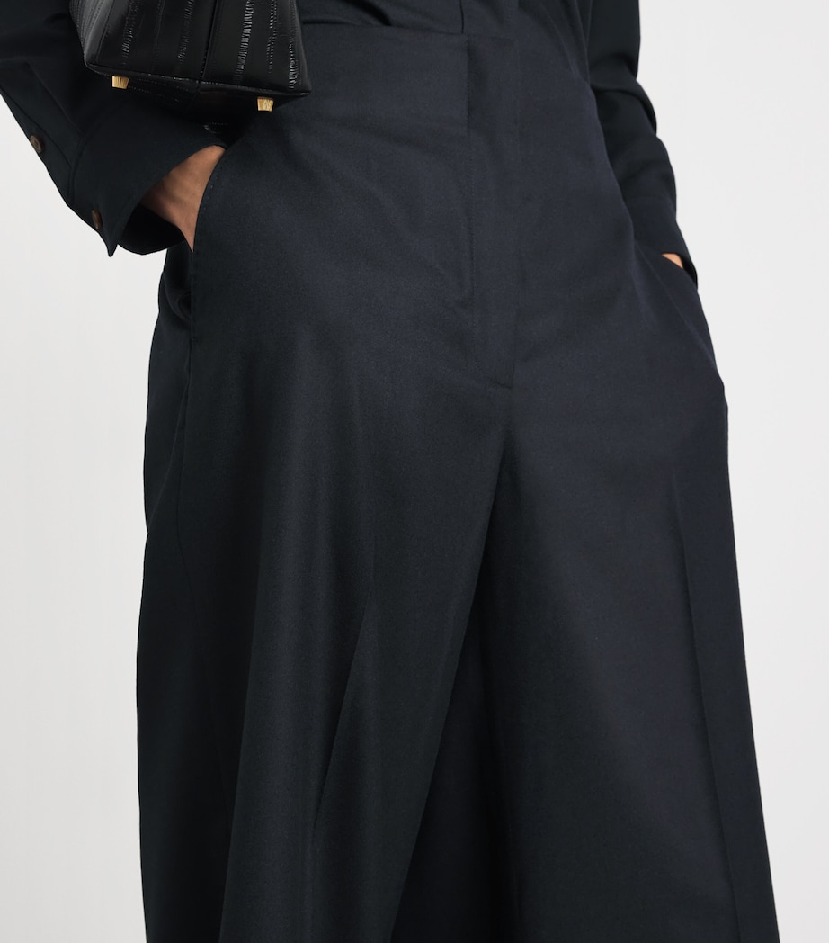 Lafayette 148 Womens Linen Thames Wide-Leg Trousers Ink Image 3