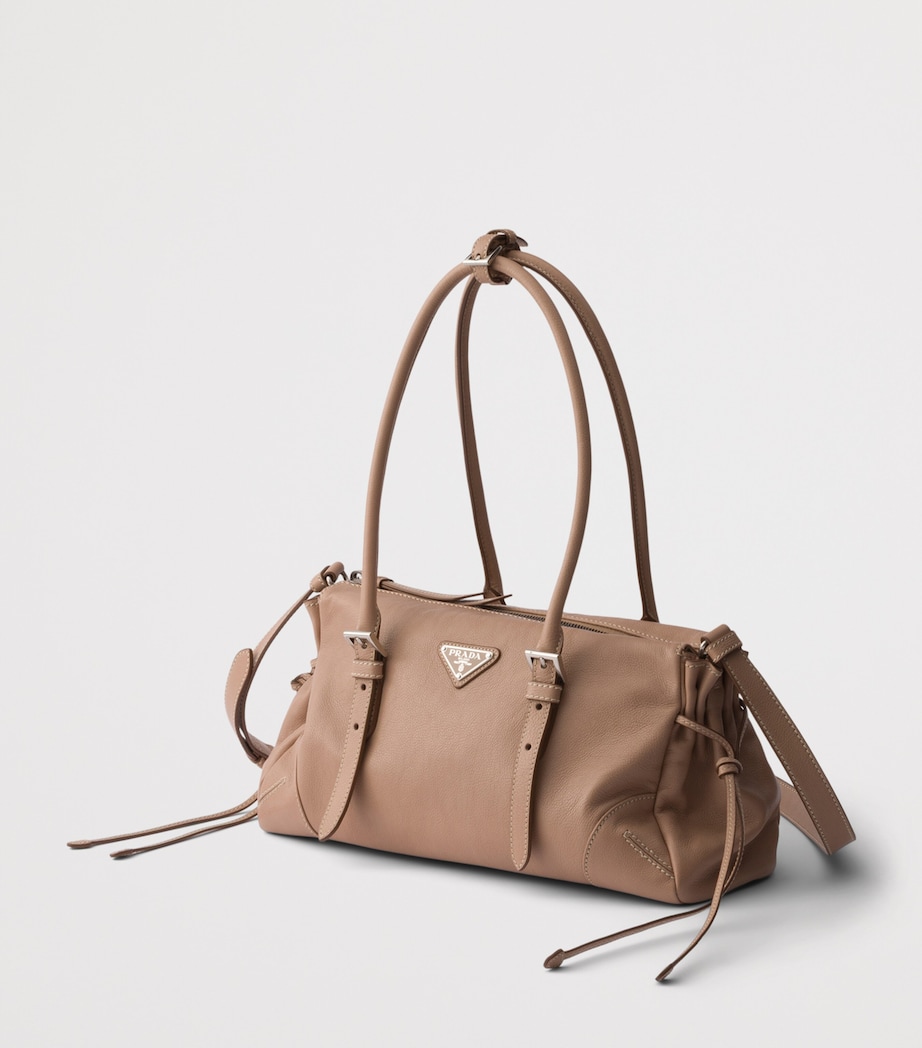 Prada Medium Leather Bonnie Top-Handle Bag Powder Image 3