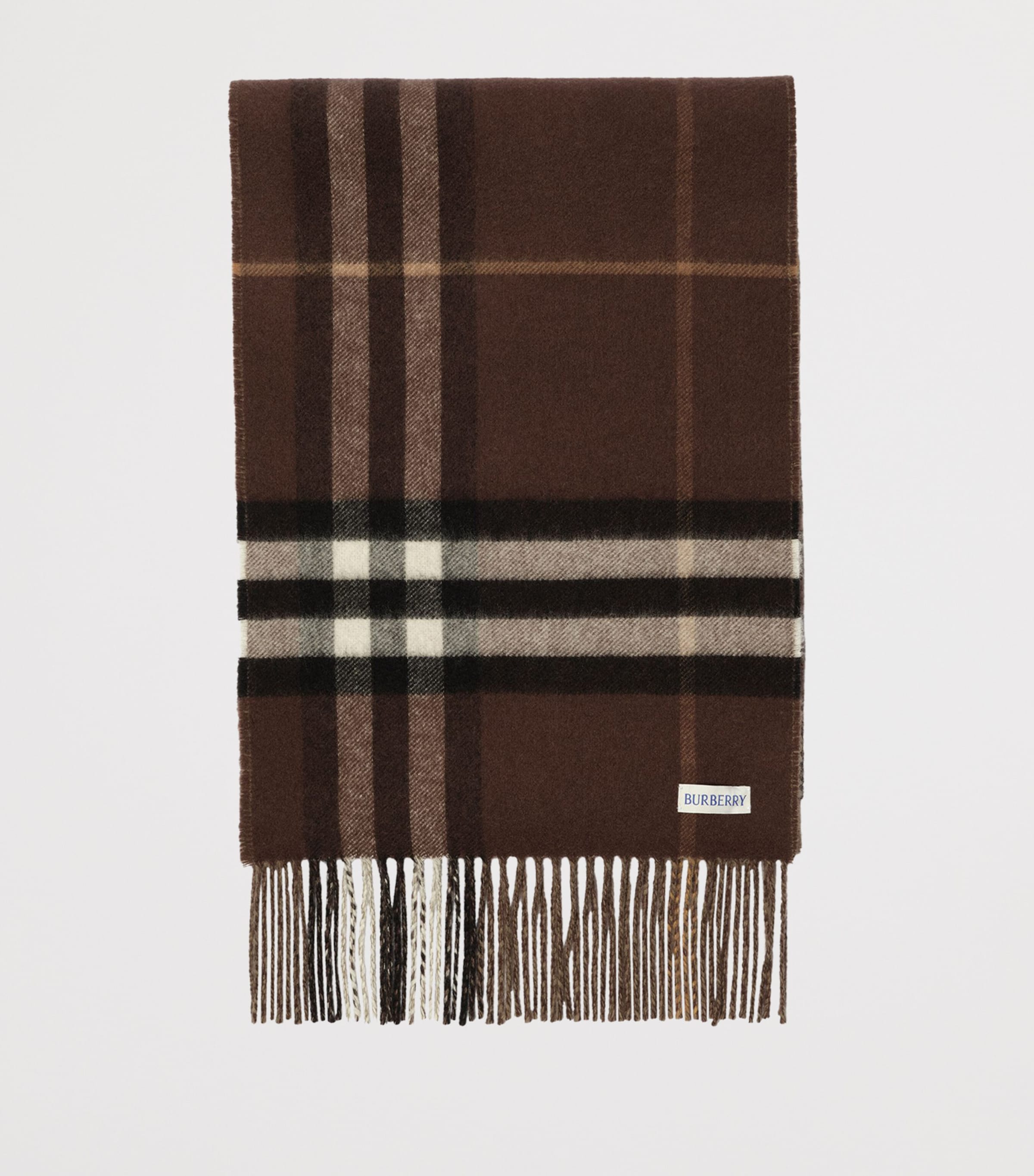 Burberry Reversible Cashmere Check Scarf Vole Brown/treacle Image 4