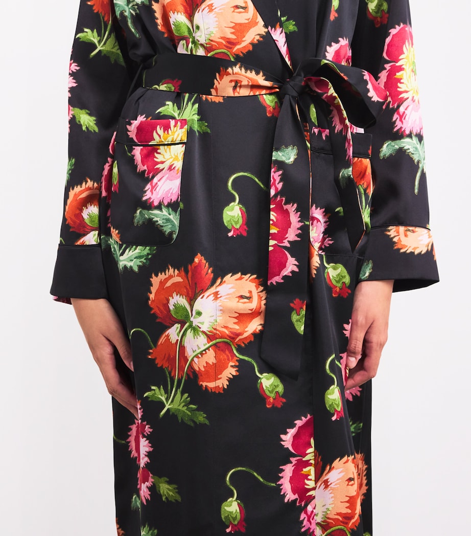 Silk Floral Robe BLACK Image 6