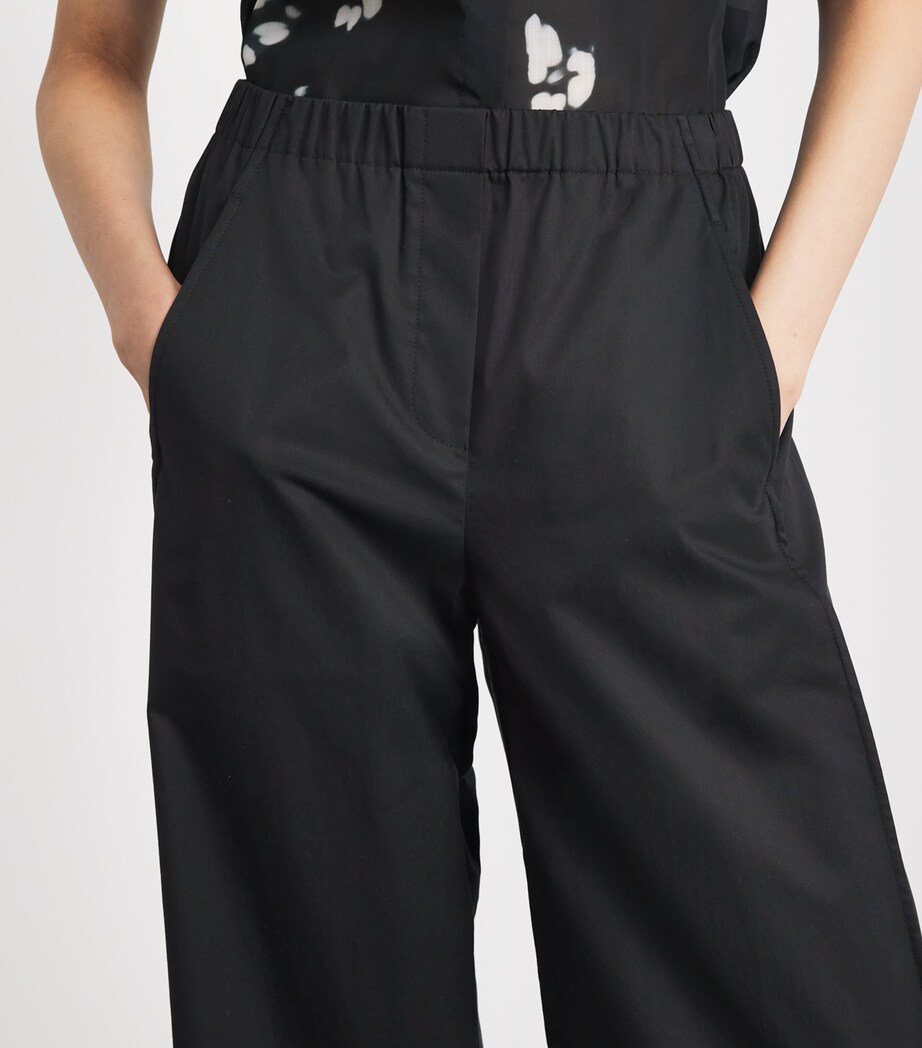 Theory Womens Cotton Parachute Wide-Leg Trousers Black Image 3