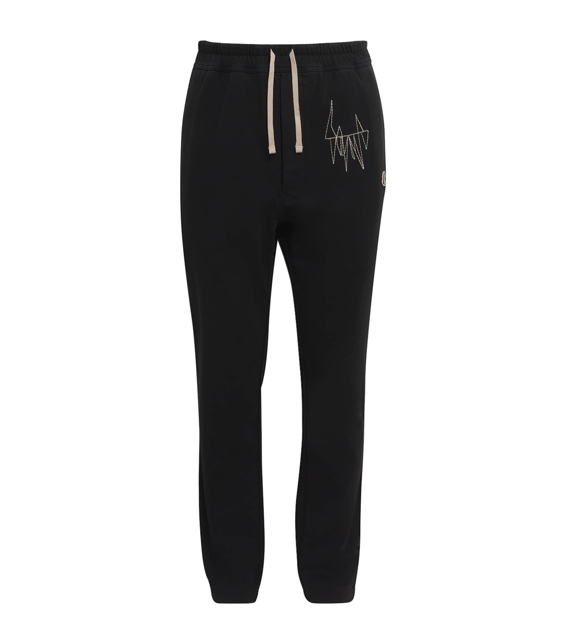 x Moncler Cotton Embroidered Straight Sweatpants 999 - BLACK Image 1