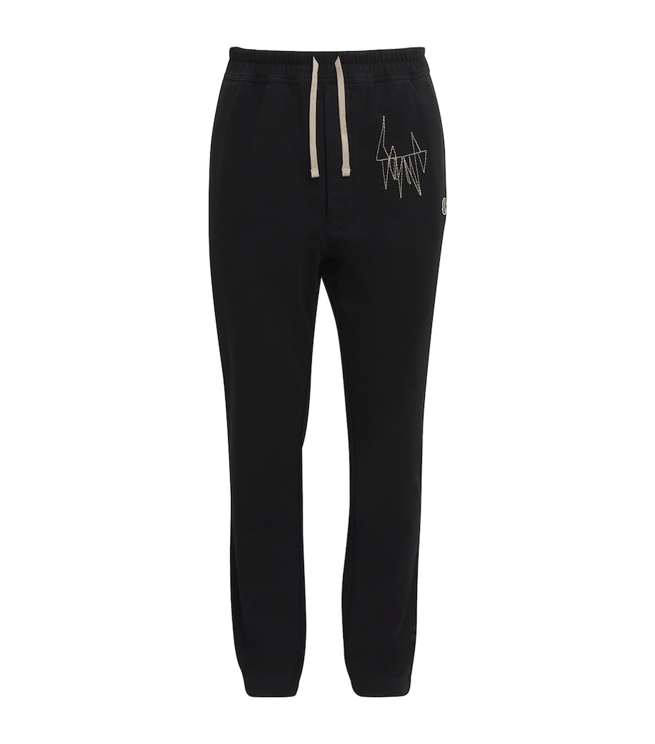 x Moncler Cotton Embroidered Straight Sweatpants 999 - BLACK Image 1
