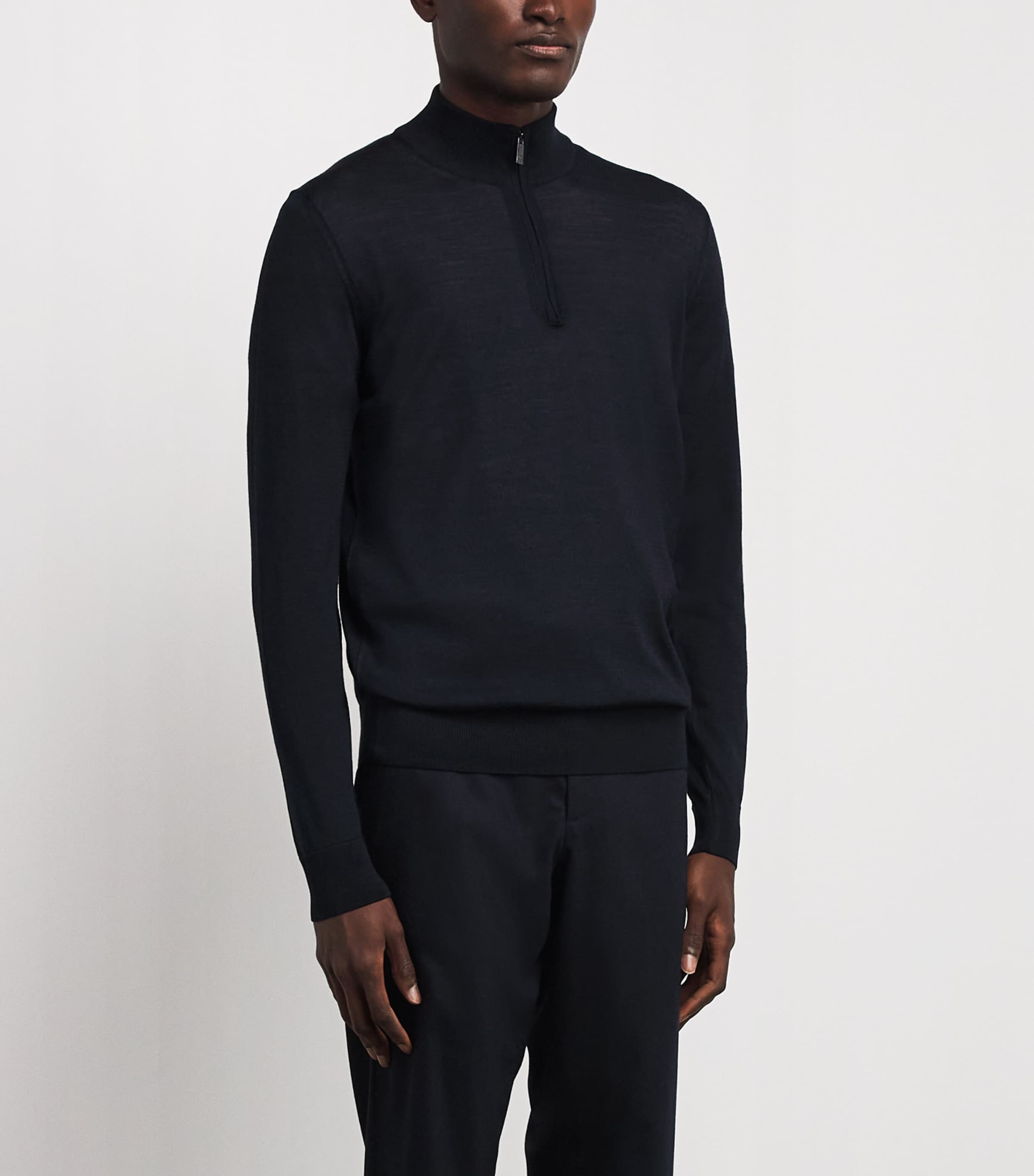 Pal Zileri Mens Wool-Silk Quarter-Zip Sweater Blue Image 4