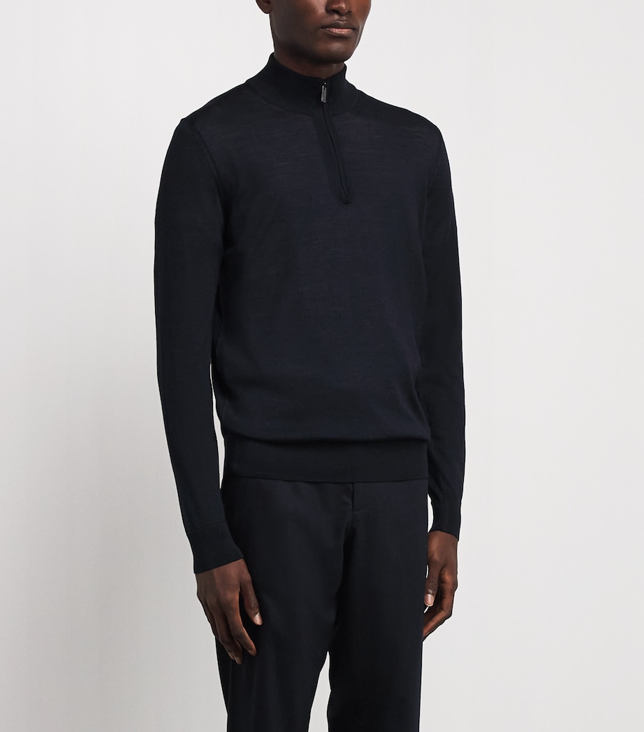 Pal Zileri Mens Wool-Silk Quarter-Zip Sweater Blue Image 4