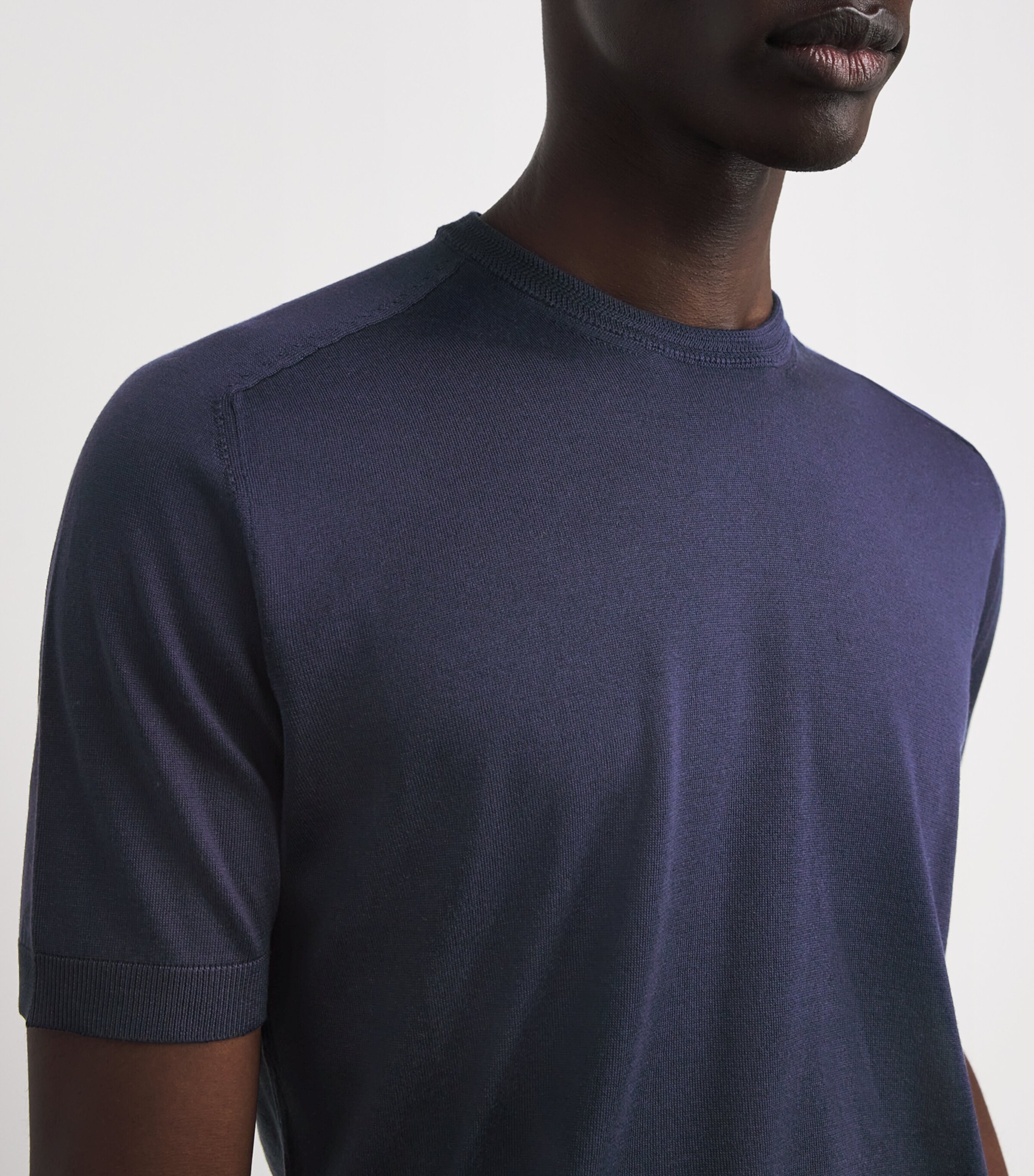 Colombo Mens Silk Crew-Neck Sweater Dark Blu Image 3