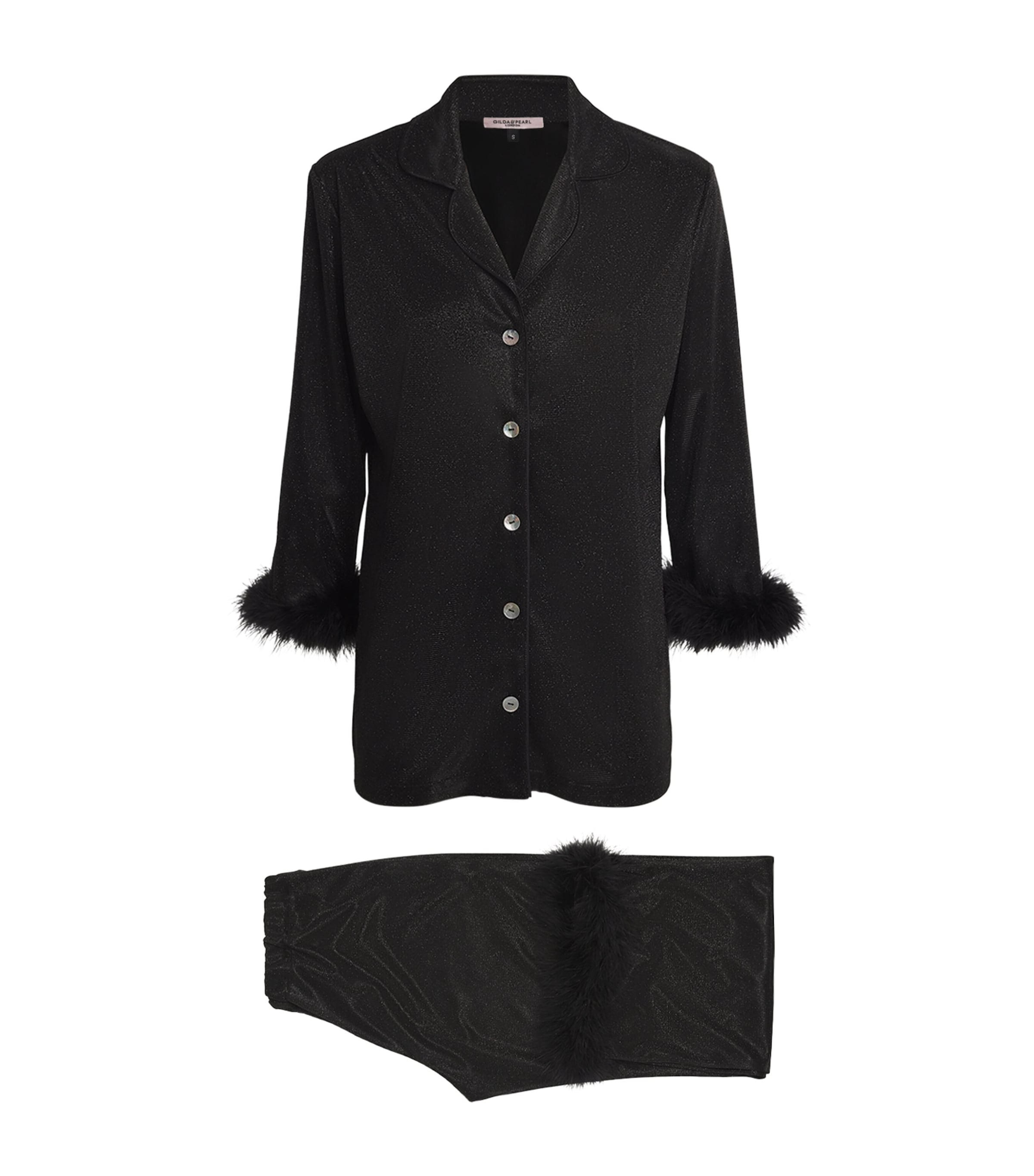 GILDA & PEARL FEATHER-TRIM SPARKLING STARLET PYJAMA SET