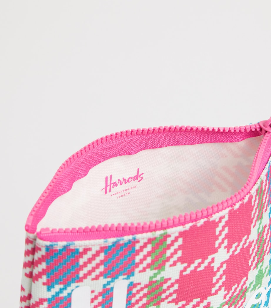 Harrods Small Cotton Tartan Logo Cosmetic Bag Image 2