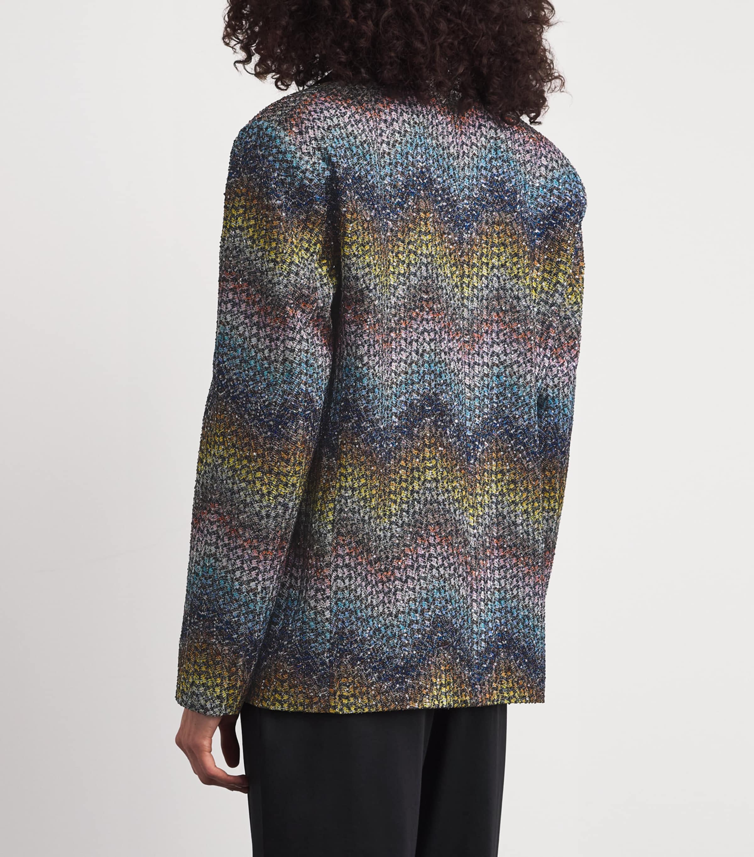 Missoni Womens Sequinned Zigzag Blazer Smsns Mlt Bl Ylw Vlt Image 5