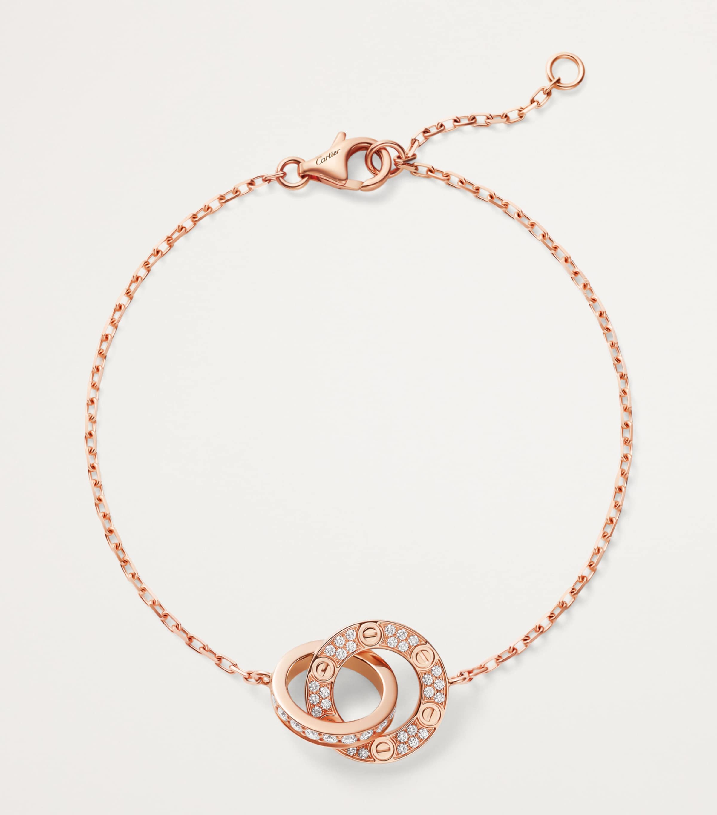 Rose Gold and Diamond LOVE Chain Bracelet ROSE GOLD Image 3