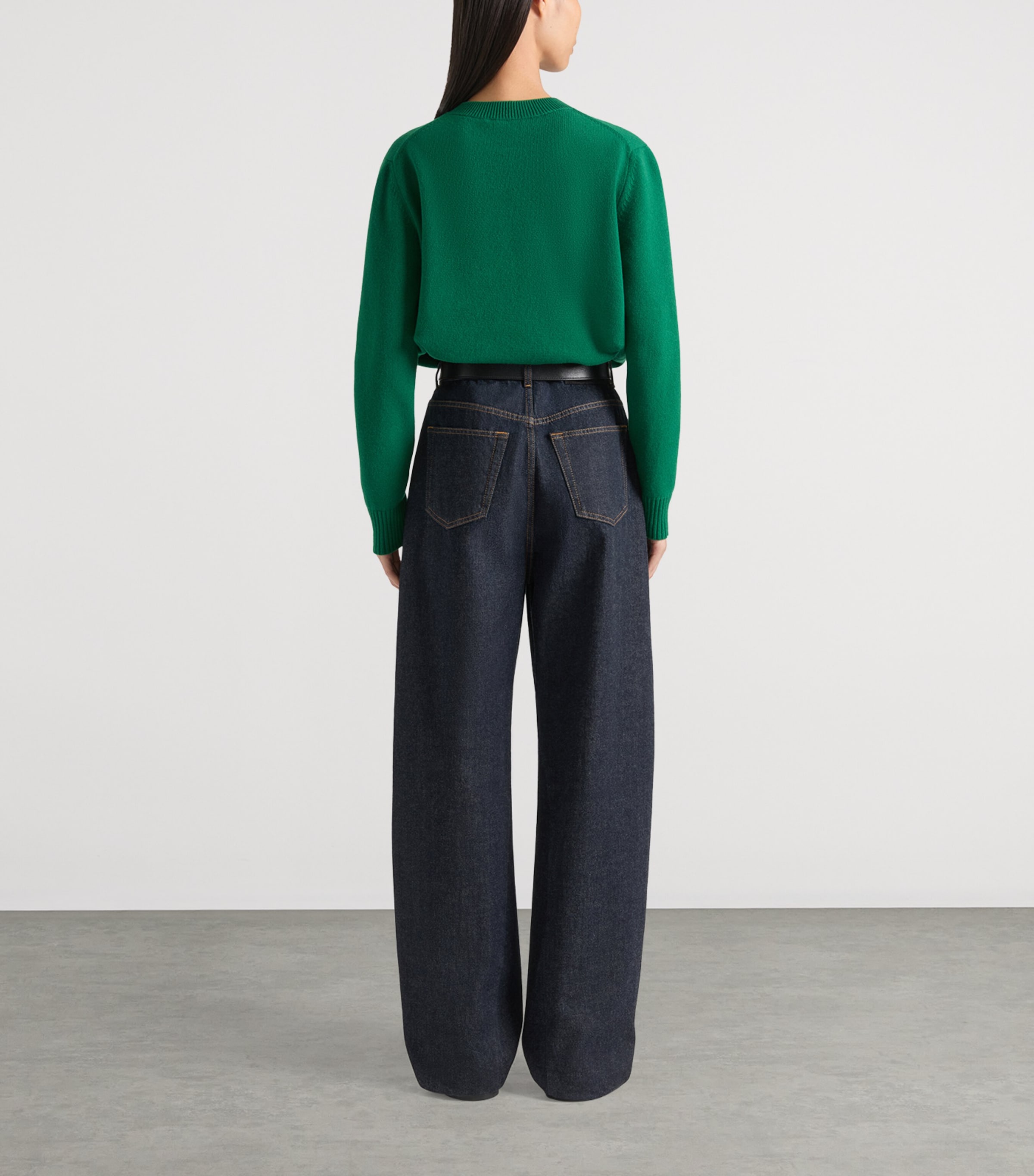 Wool and Cashmere Logo Sweater EMERALD GREEN Image 3