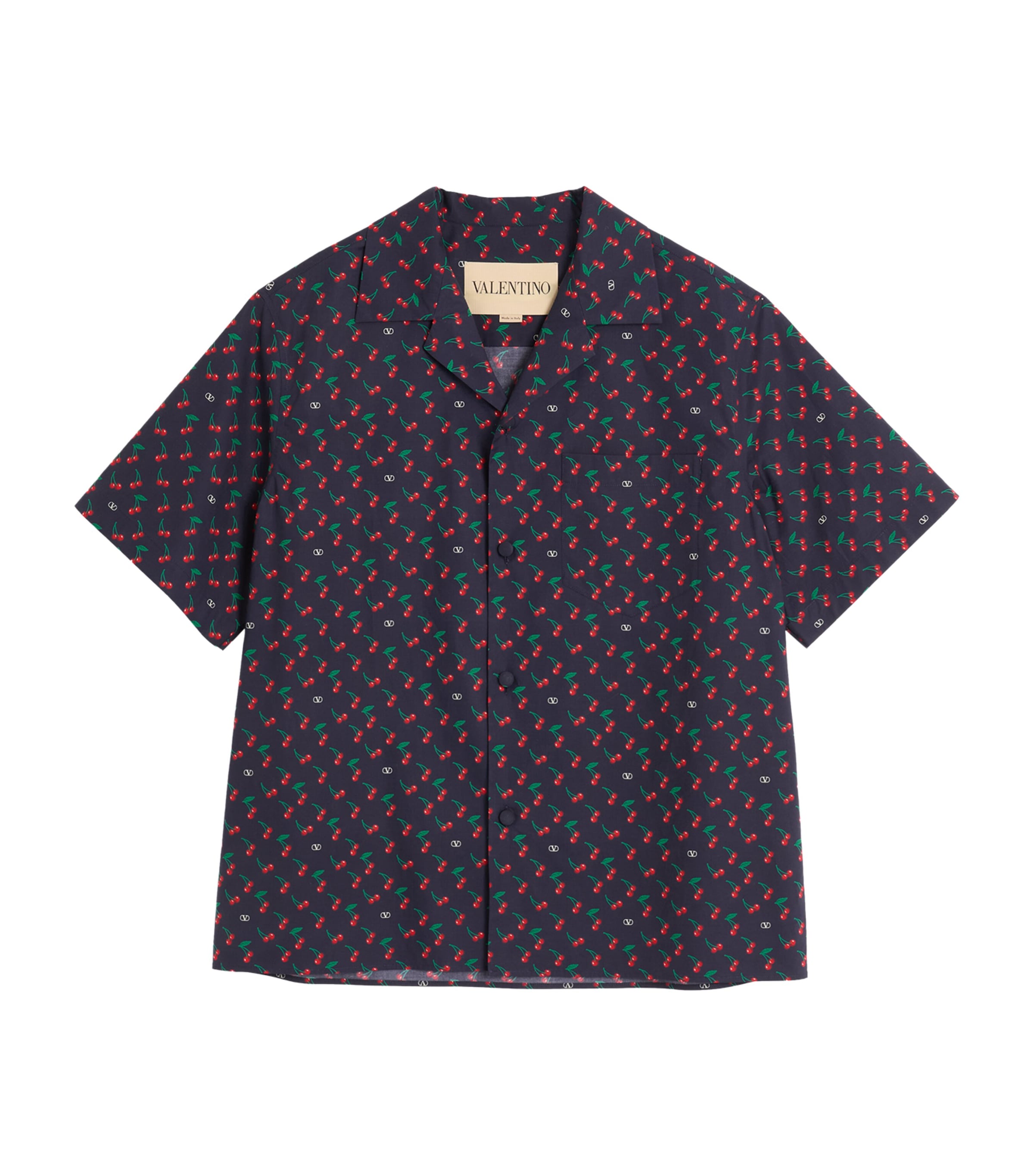 Valentino Cotton Cherry Bowling Shirt | Men Clothing | Shirts | Casual Shirts | Designers | Valentino Garavani | Knitwear | Cardigans