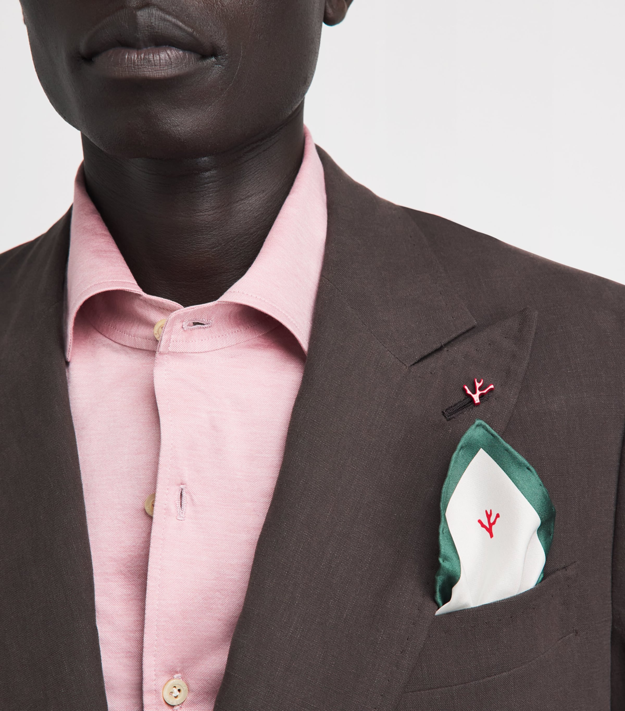 Isaia Silk Logo Pocket Square In Green
