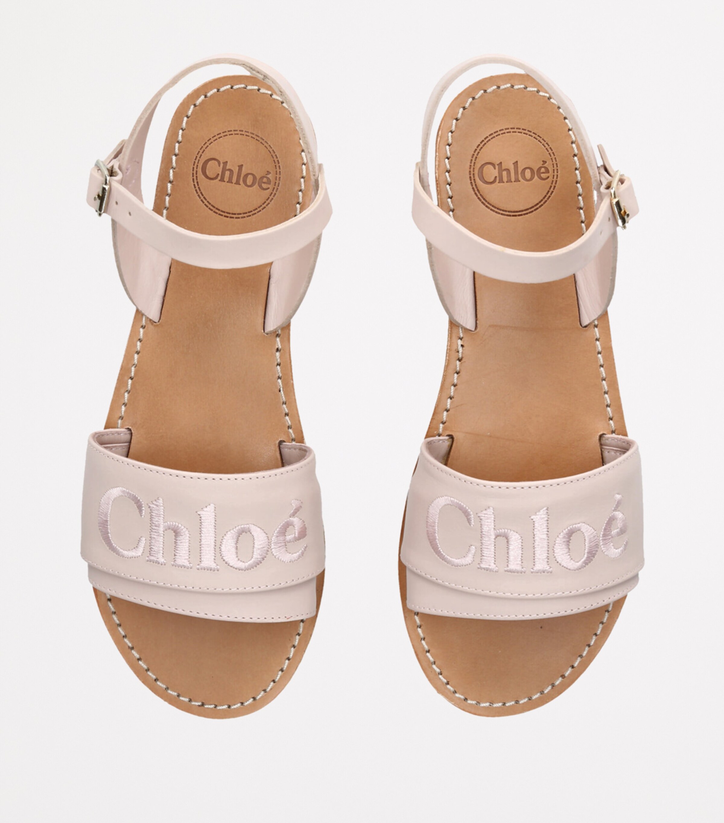 Chloé Kids Leather Logo Sandals Pale Pink Image 4