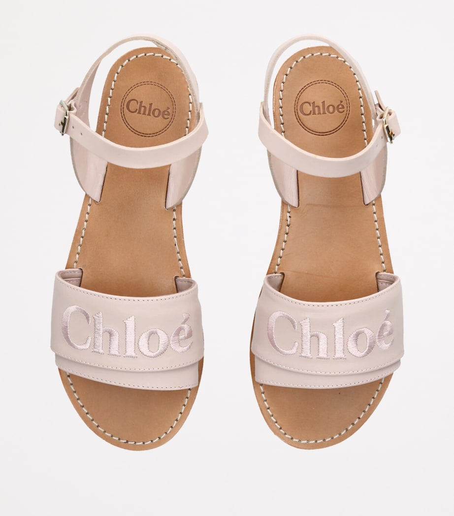 Chloé Kids Leather Logo Sandals Pale Pink Image 4