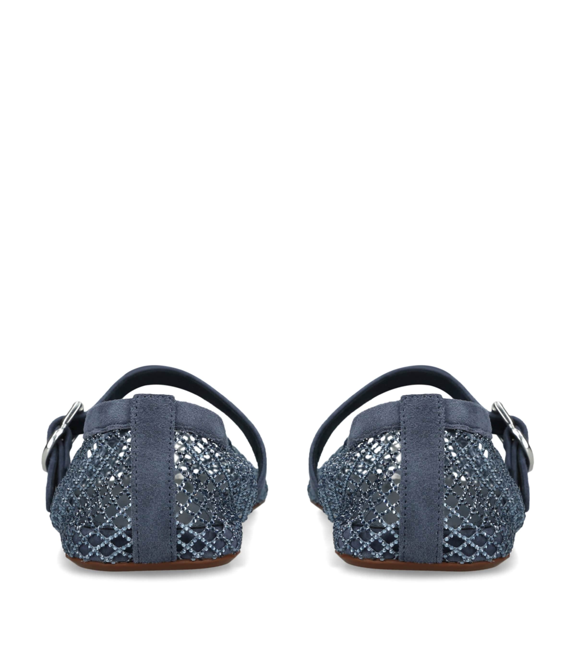 Alaïa Suede Mesh Ballet Flats Blue Image 4