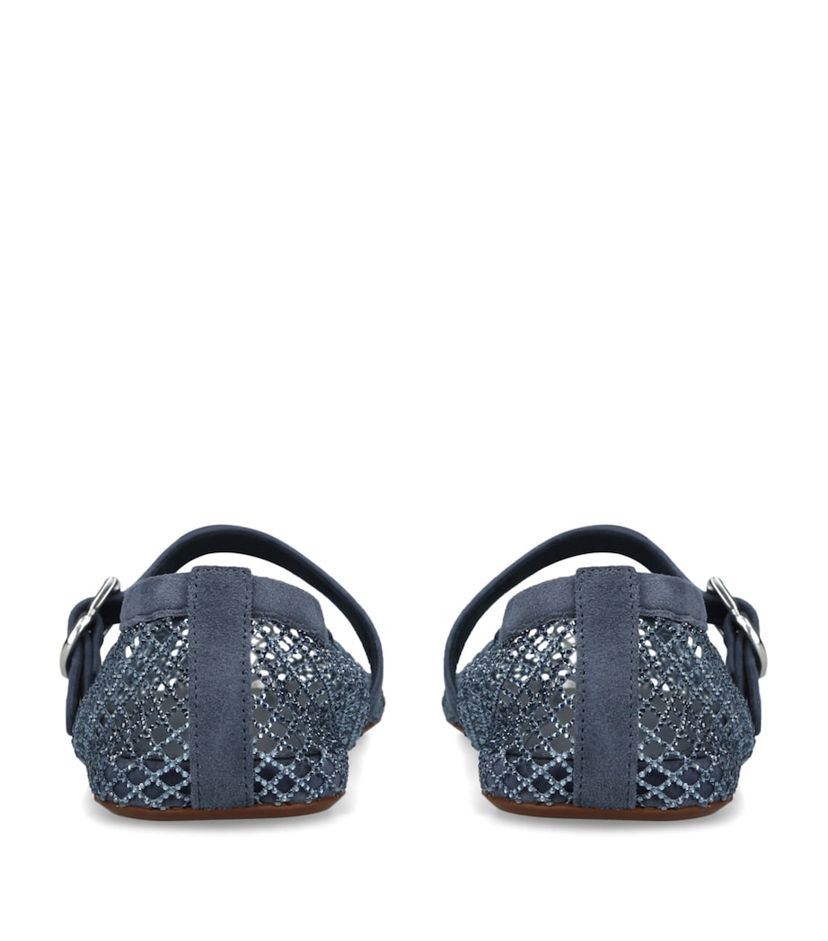 Alaïa Suede Mesh Ballet Flats Blue Image 4