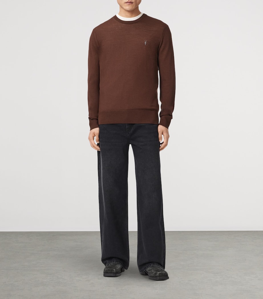AllSaints Mens Merino Wool Mode Sweater Hot Choc Brown Image 2