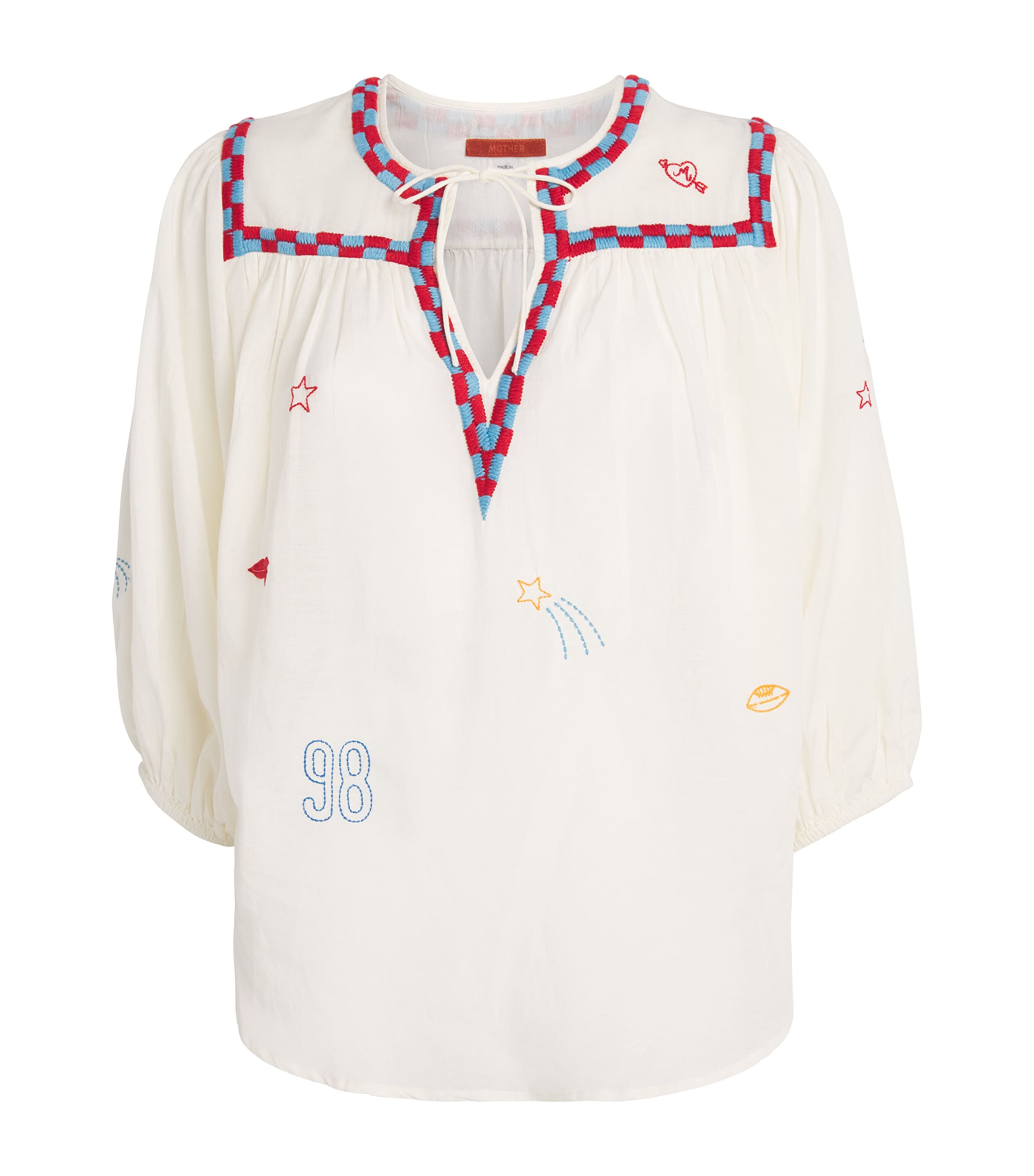 MOTHER White Cotton-Blend Embroidered The Breeze Blouse | Harrods CZ