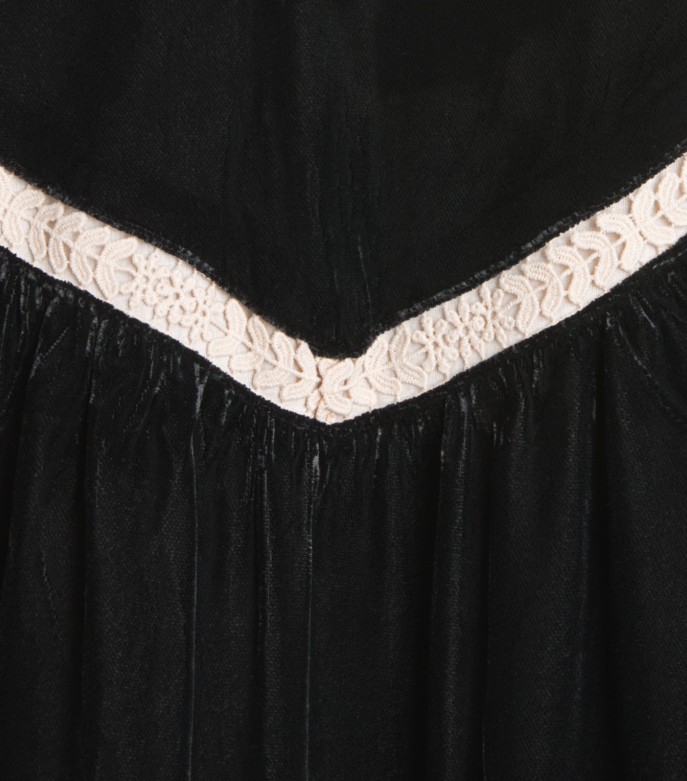 PETITE AMALIE Velvet Smock Dress (4-16 Years) Black/cream Lace Image 2