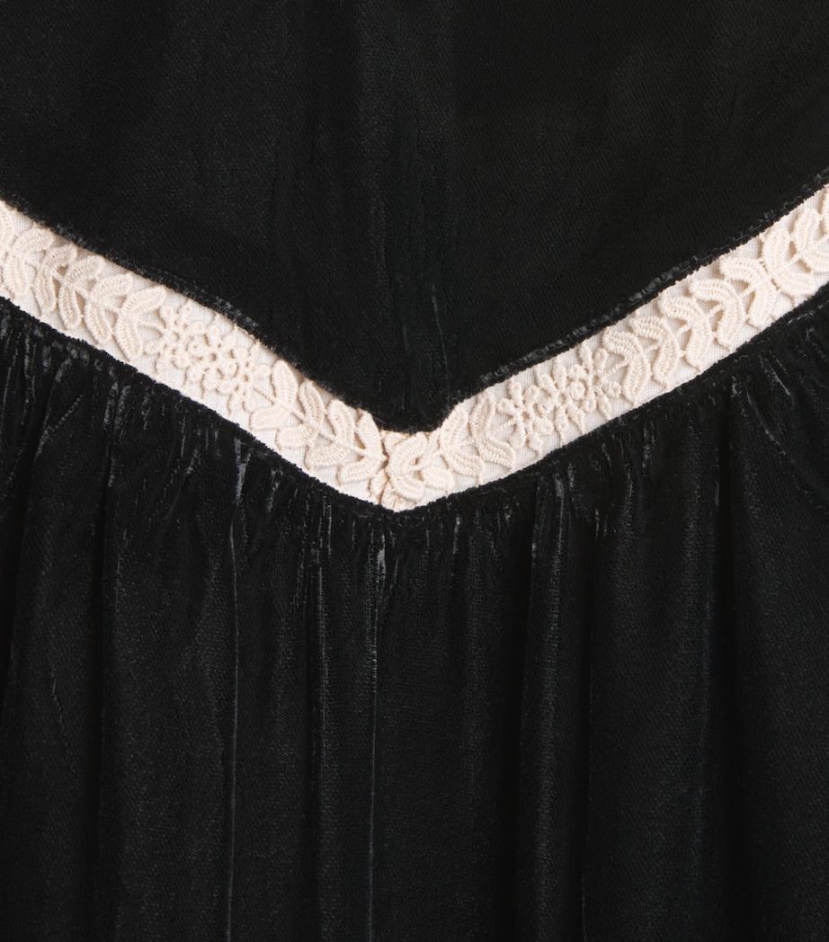 PETITE AMALIE Velvet Smock Dress (4-16 Years) Black/cream Lace Image 2