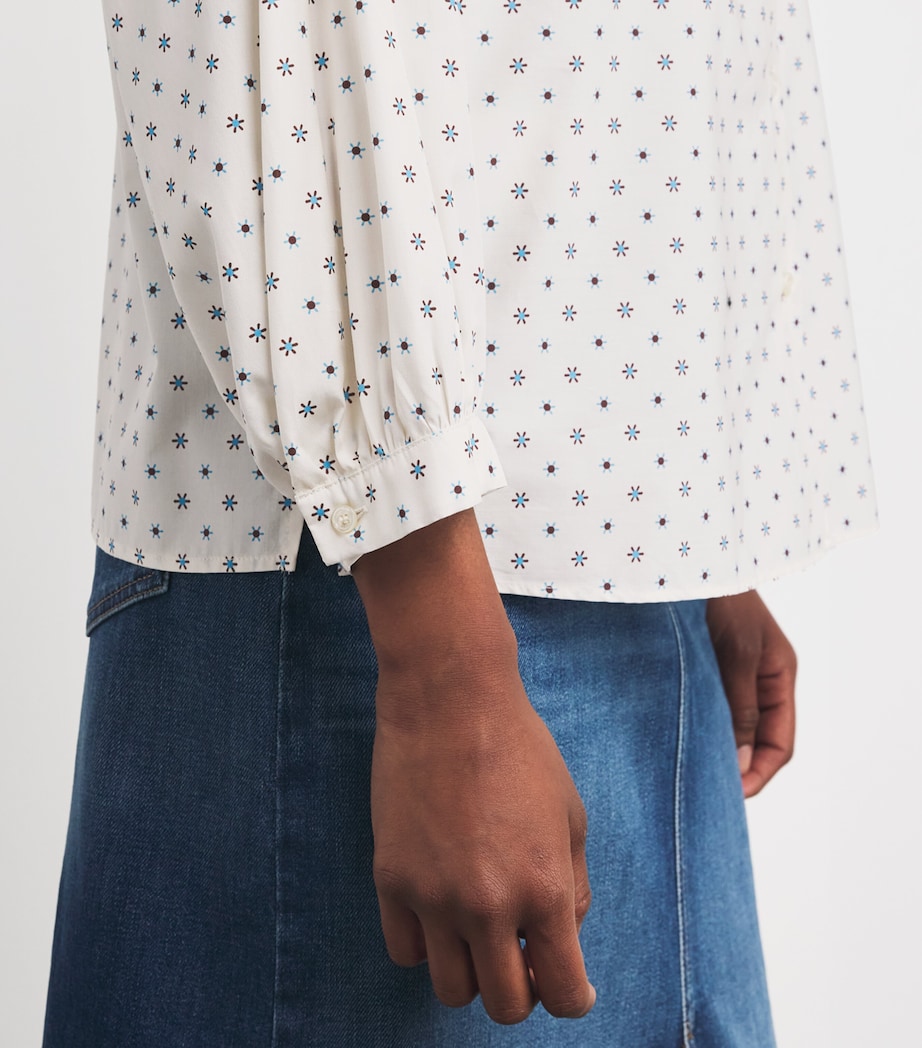 Cotton Floral Print Shirt IVORY Image 6