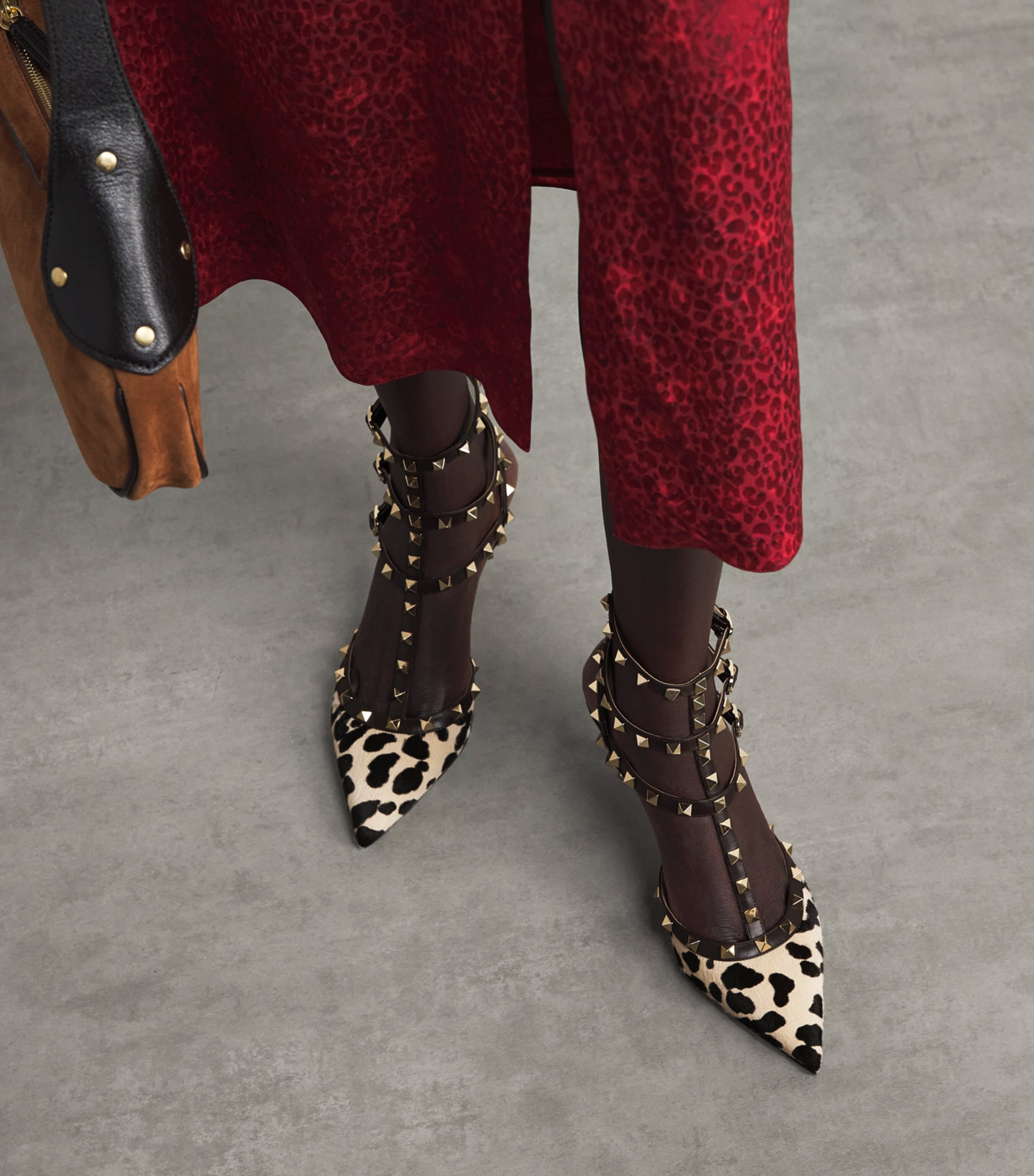Valentino Garavani Calf Hair Rockstud Pumps 65 Brown/oth Image 2