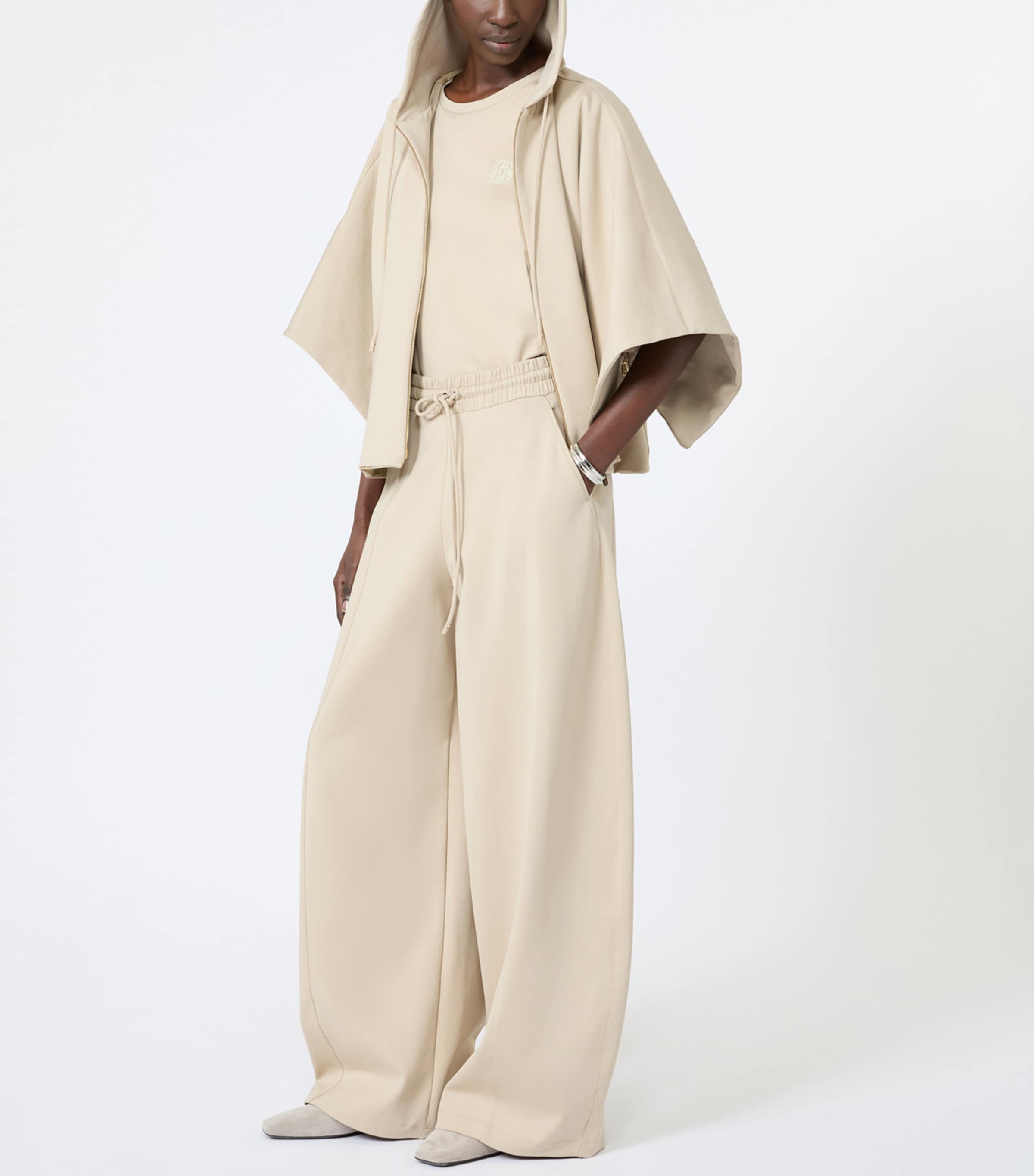 Max Mara Womens Jersey Drawstring Sweatpants Stone Image 2